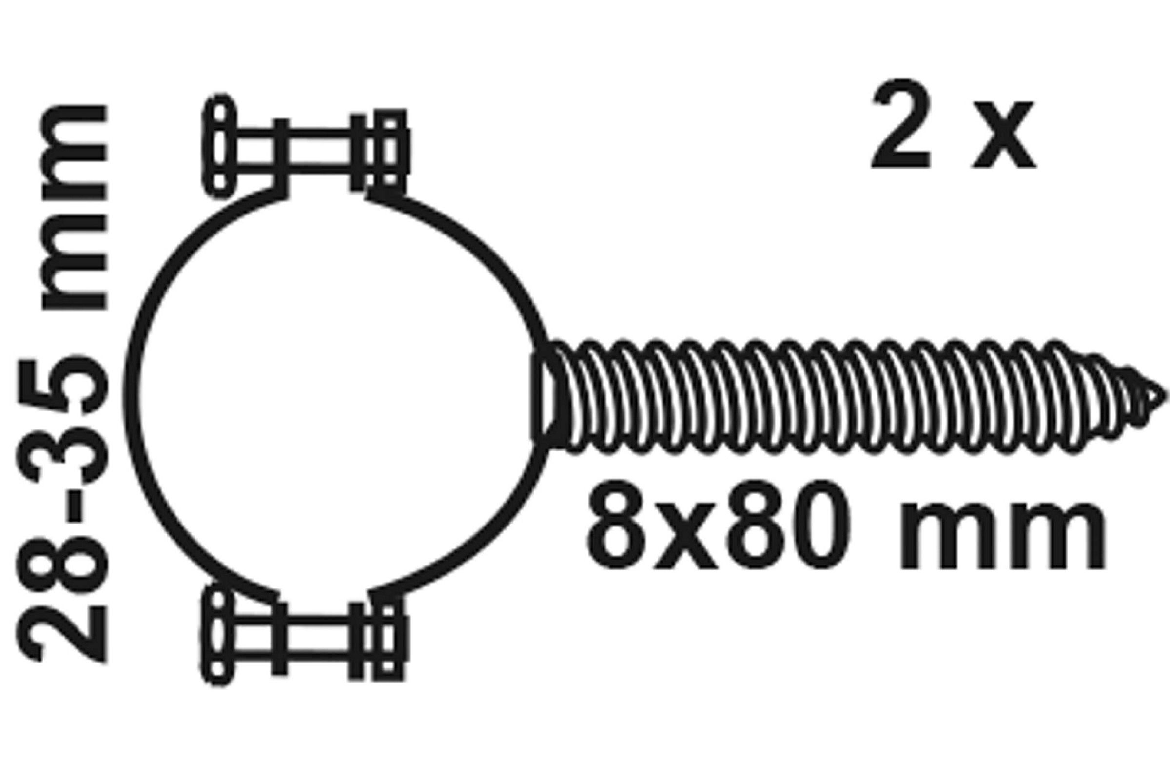 Rohrschelle, 28 mm - 35 mm, mit Stockschraube M8 x 80 mm (2x)