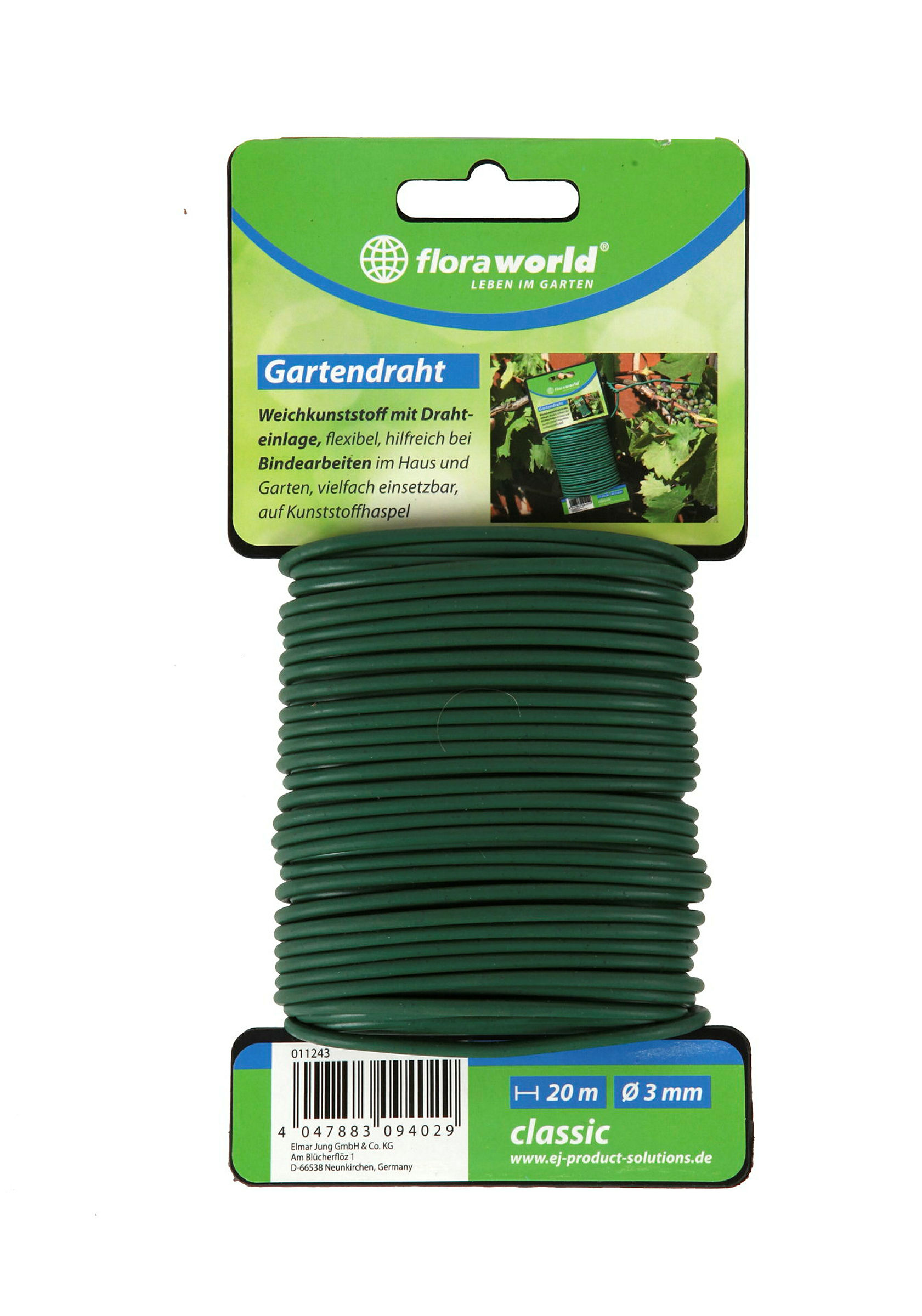 GARTENDRAHT 3,0MMx20M GRUEN GESCHAEUMT