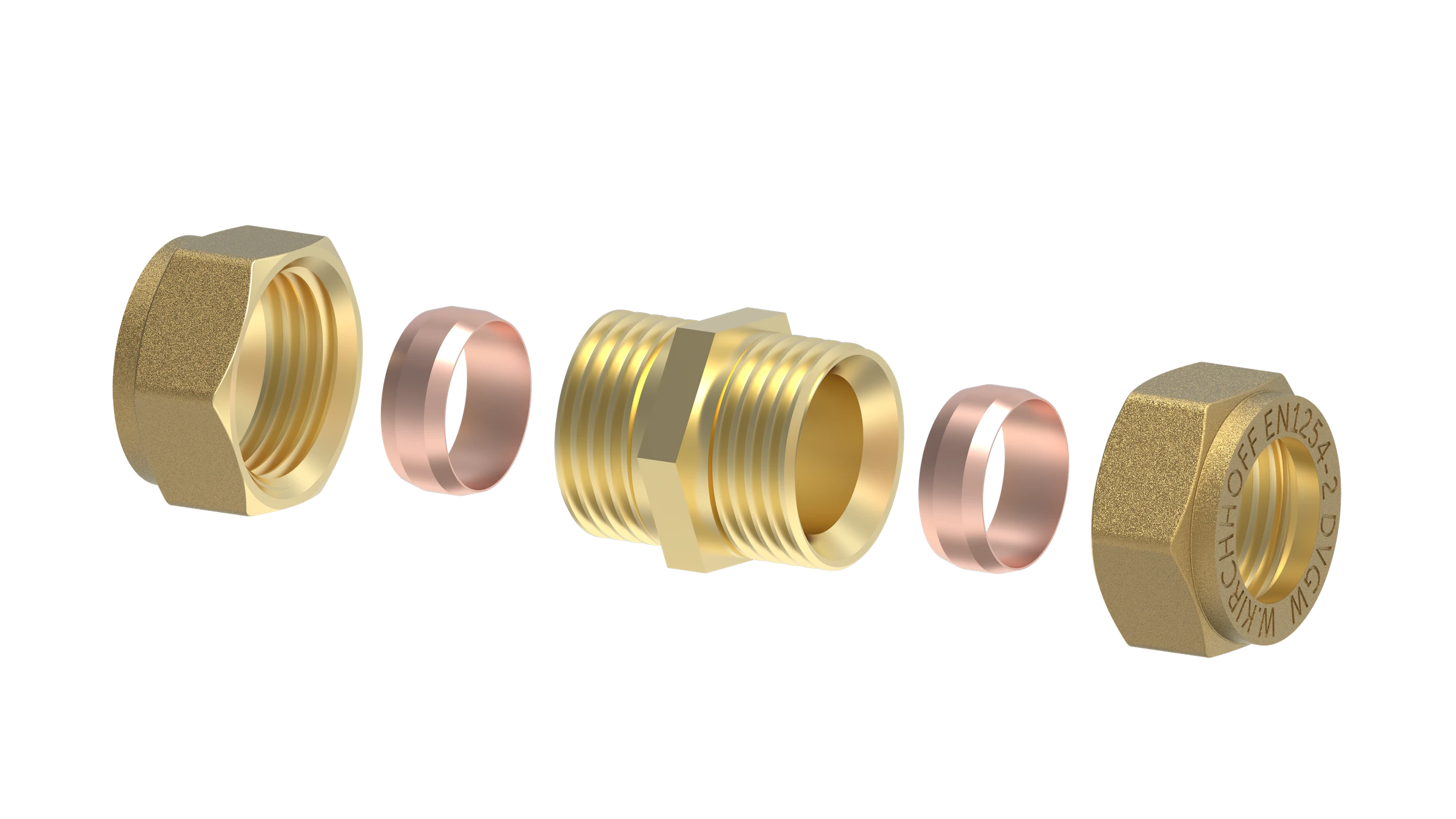 MS Verbindungsstück, blank, 15 mm, Klemmfitting für CU-Roh