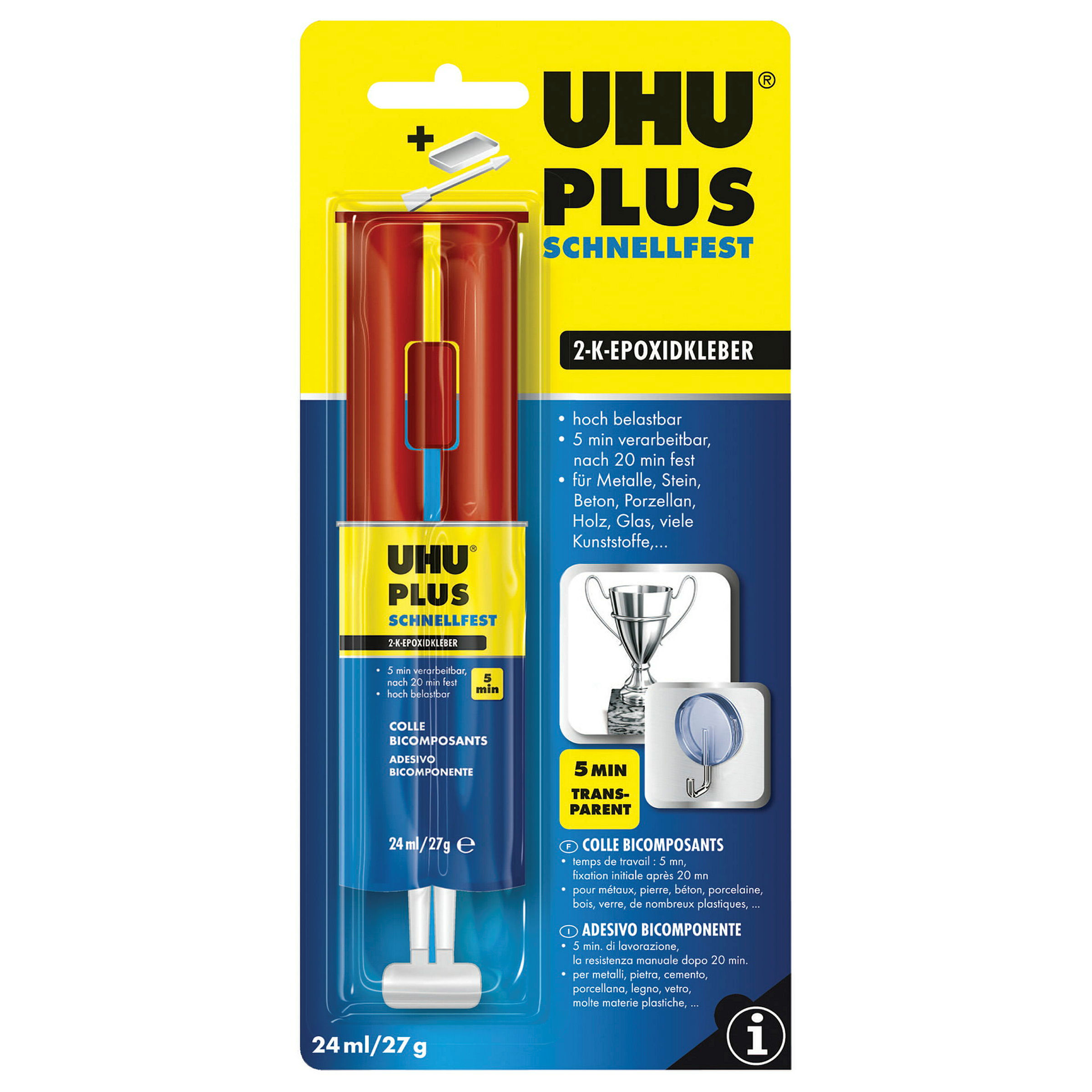 UHU 2-K Klebstoff plus schnellfest Spritze, 27g