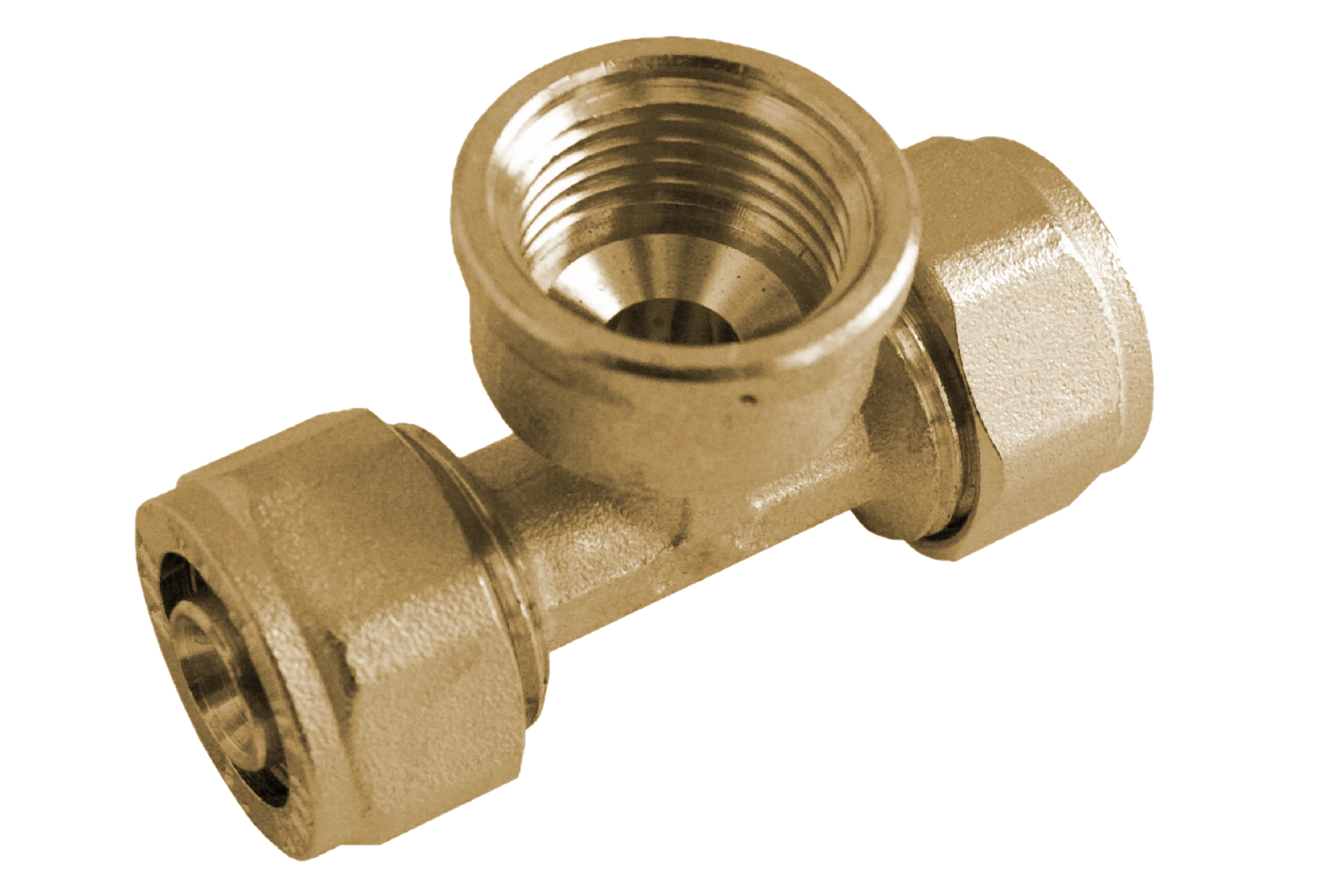 MS T-Stück, blank, 16 mm x 1/2''IG x 16 mm, Klemmfitting für MSVR