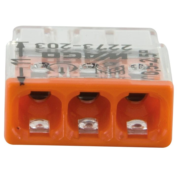 WAGO Compact-Verbindungsklemme, 3-fach, orange, 25 Stück