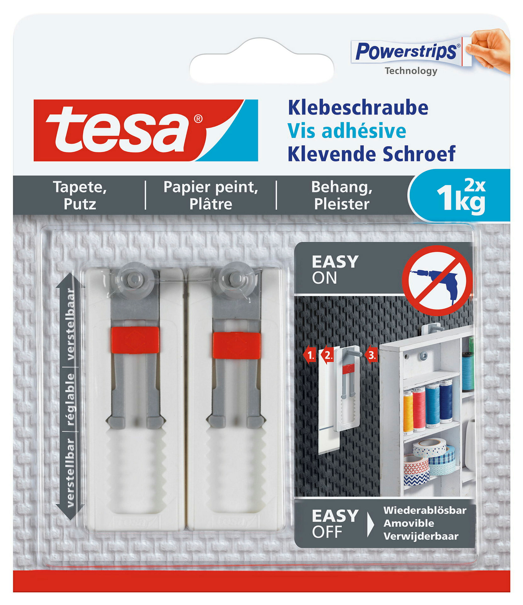Verstellbare Klebeschraube für Tapeten und Putz (1kg), 2 Stück