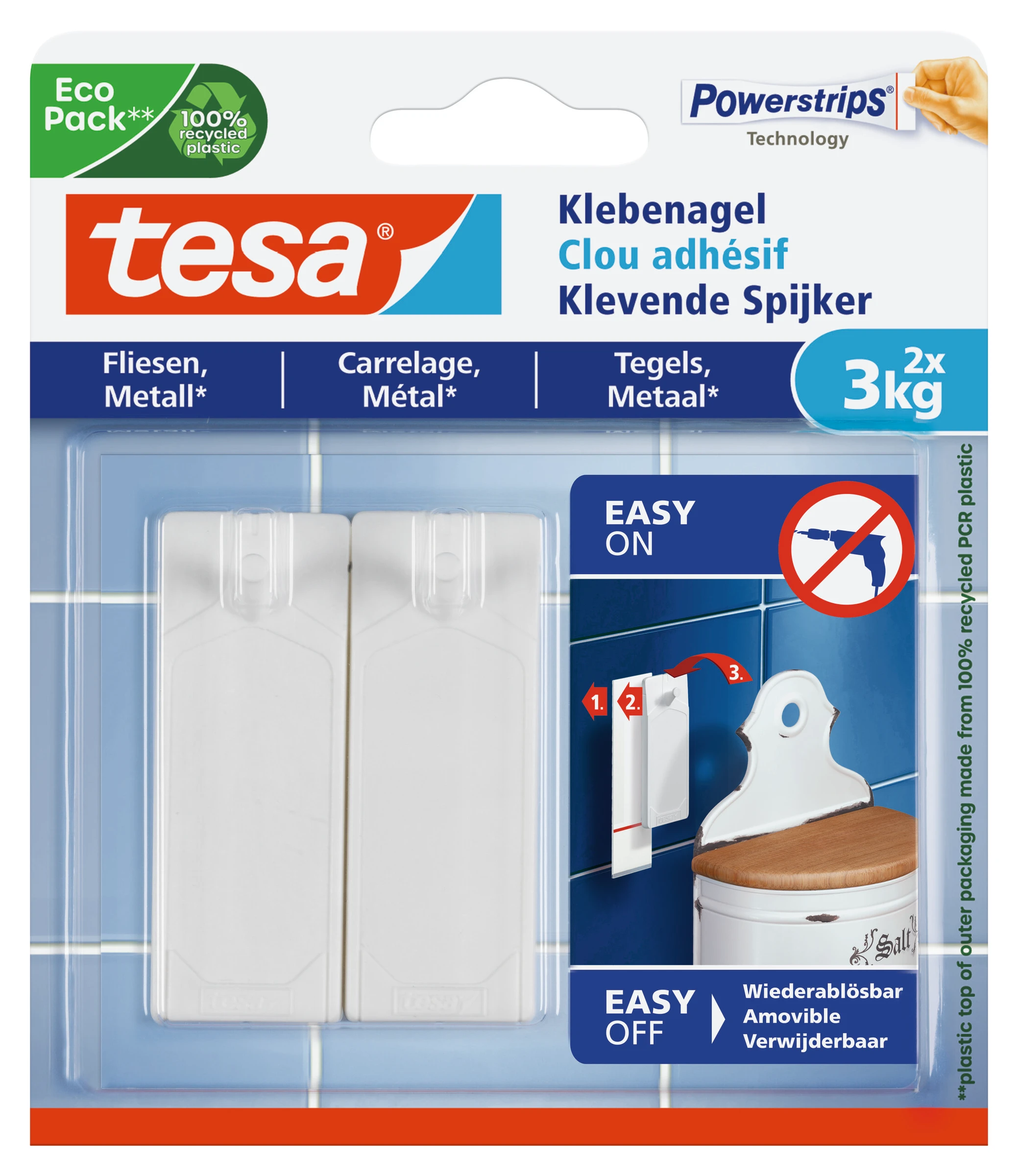 Klebenagel für Fliesen und Metall (3kg), Packung mit 2 Stück