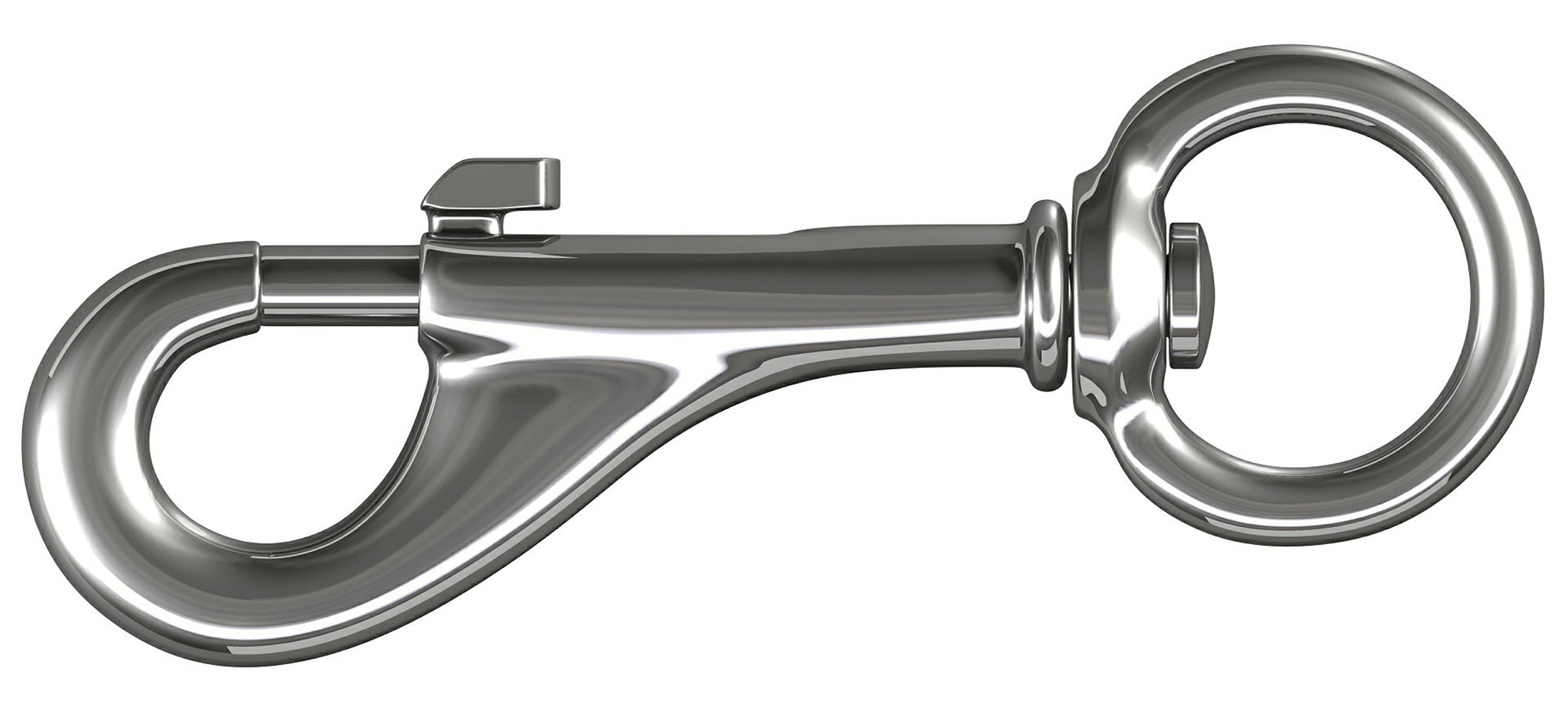 Zinkdruckguss-Karabinerhaken mit Wirbel, vernickelt (SB-Box) 90 mm