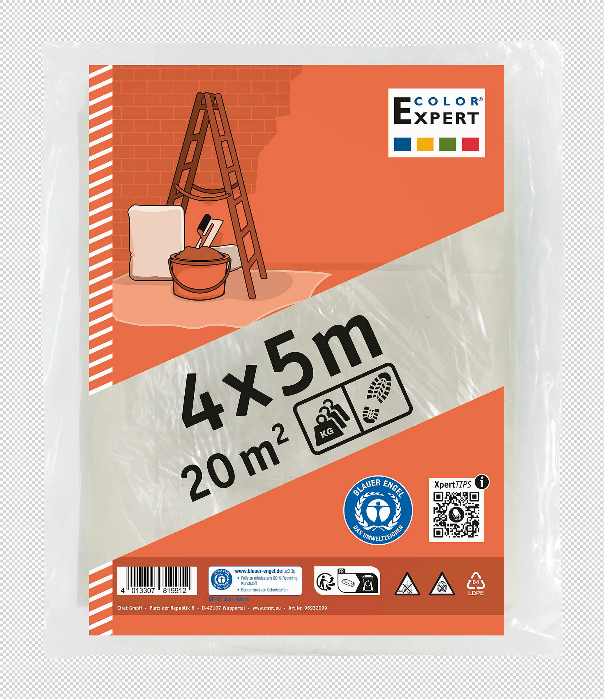 Bauplane Blauer Engel 4x5 m = 20 qm transluzent