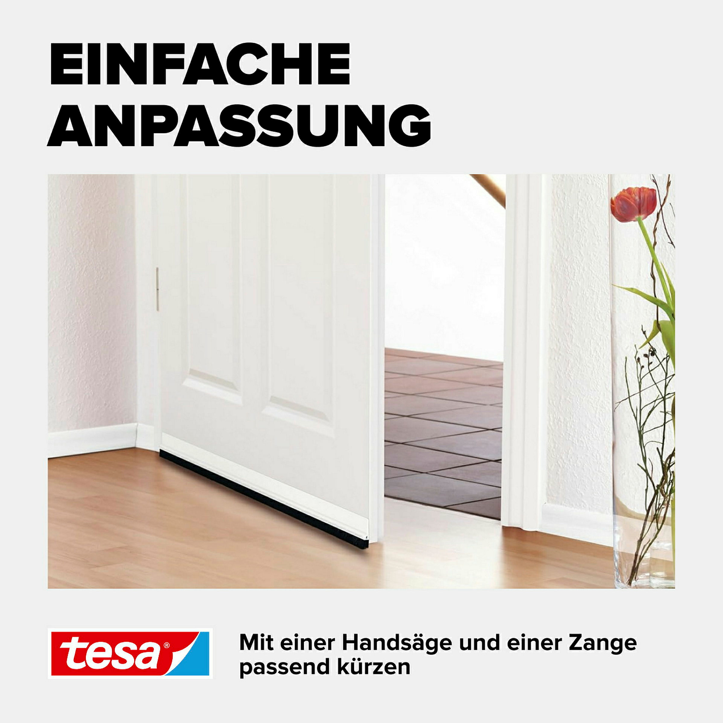 tesamoll® Standard Türdichtschiene für glatte Böden weiß