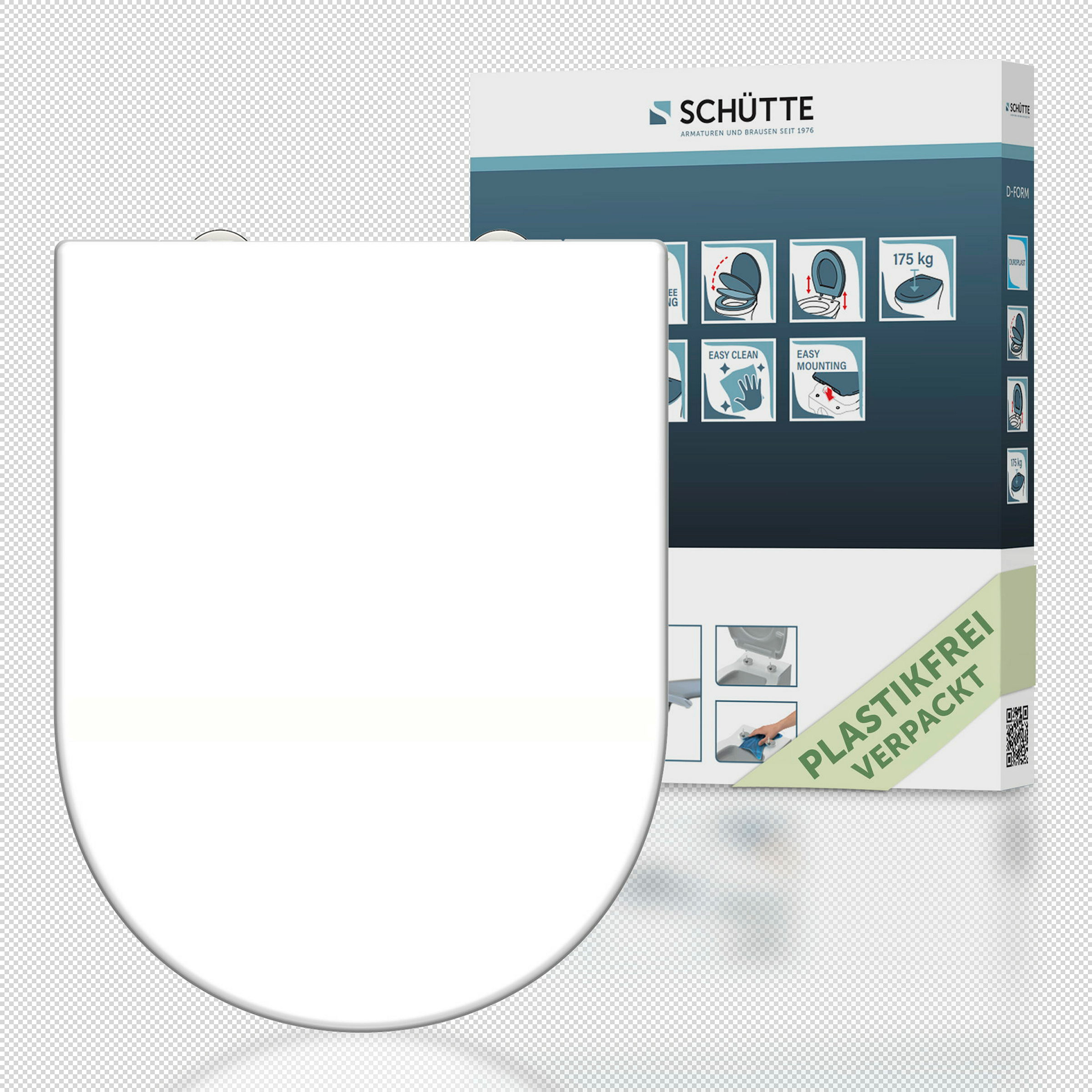 Duroplast WC-Sitz D-Form WHITE, mit Absenkautomatik und Schnellverschluss