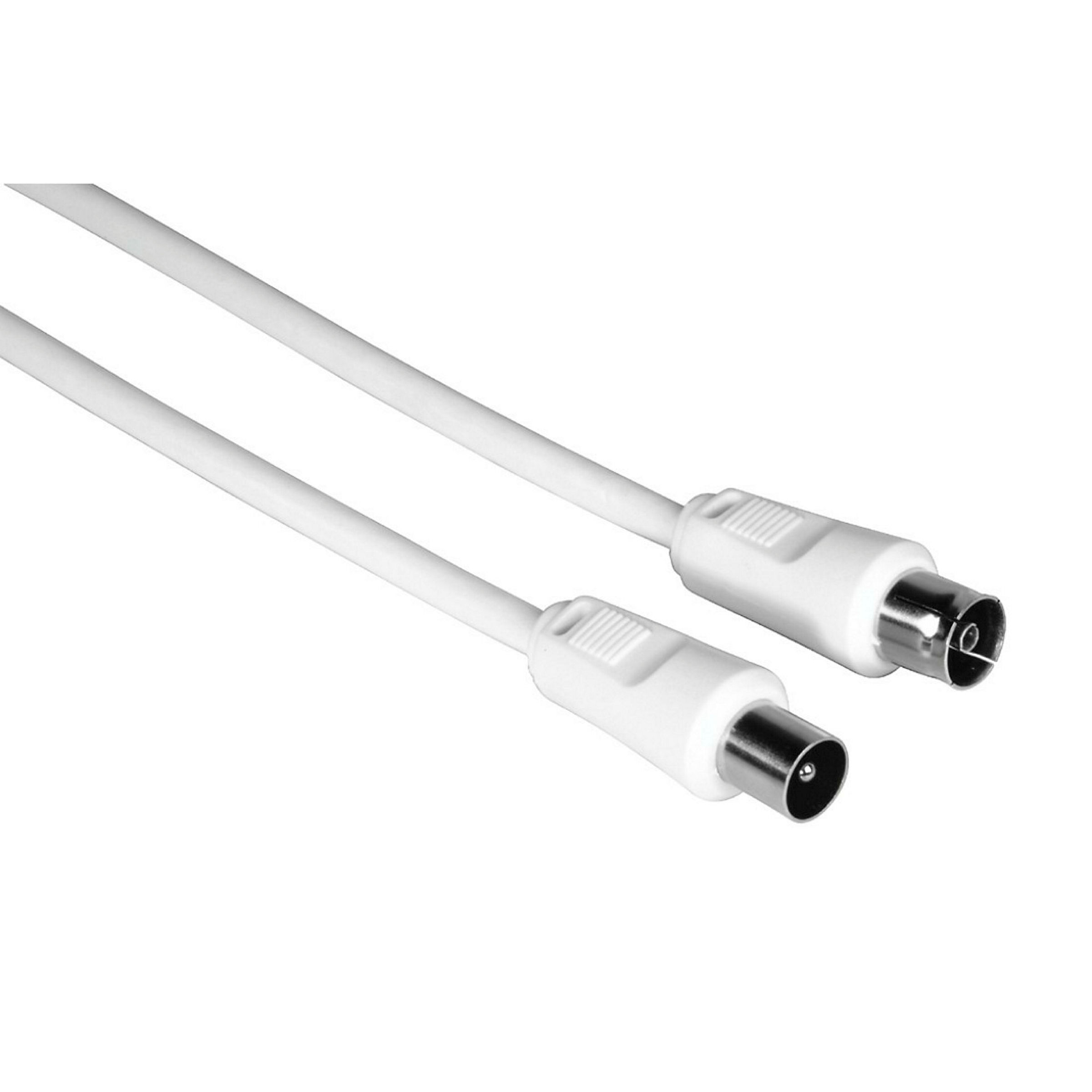 Hama Antennen-Kabel, Koax-Stecker - Koax-Kupplung, 5 m, 75 dB, Weiß