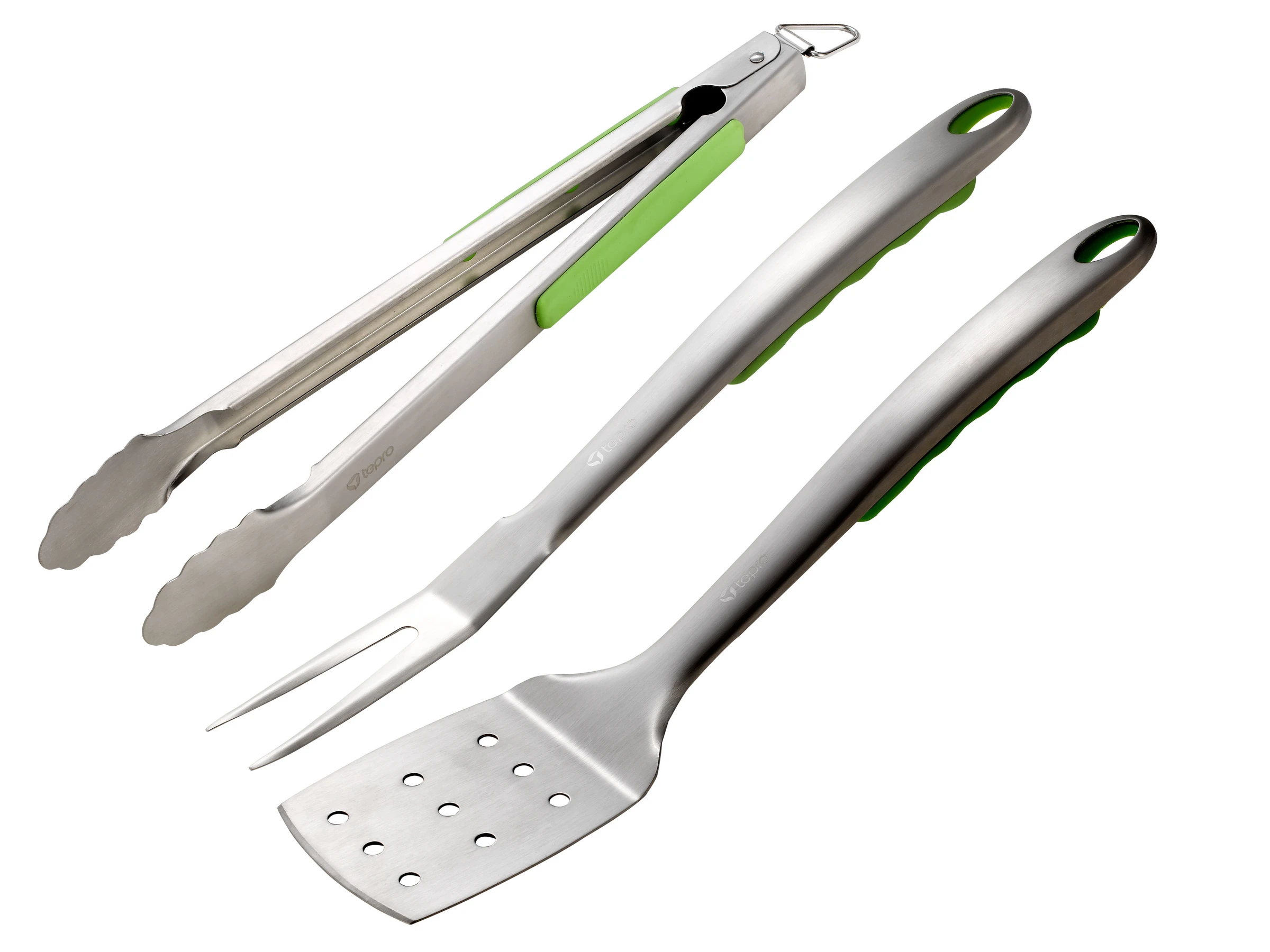 Grillbesteck 3-teilig Gabel, Wender, Zange