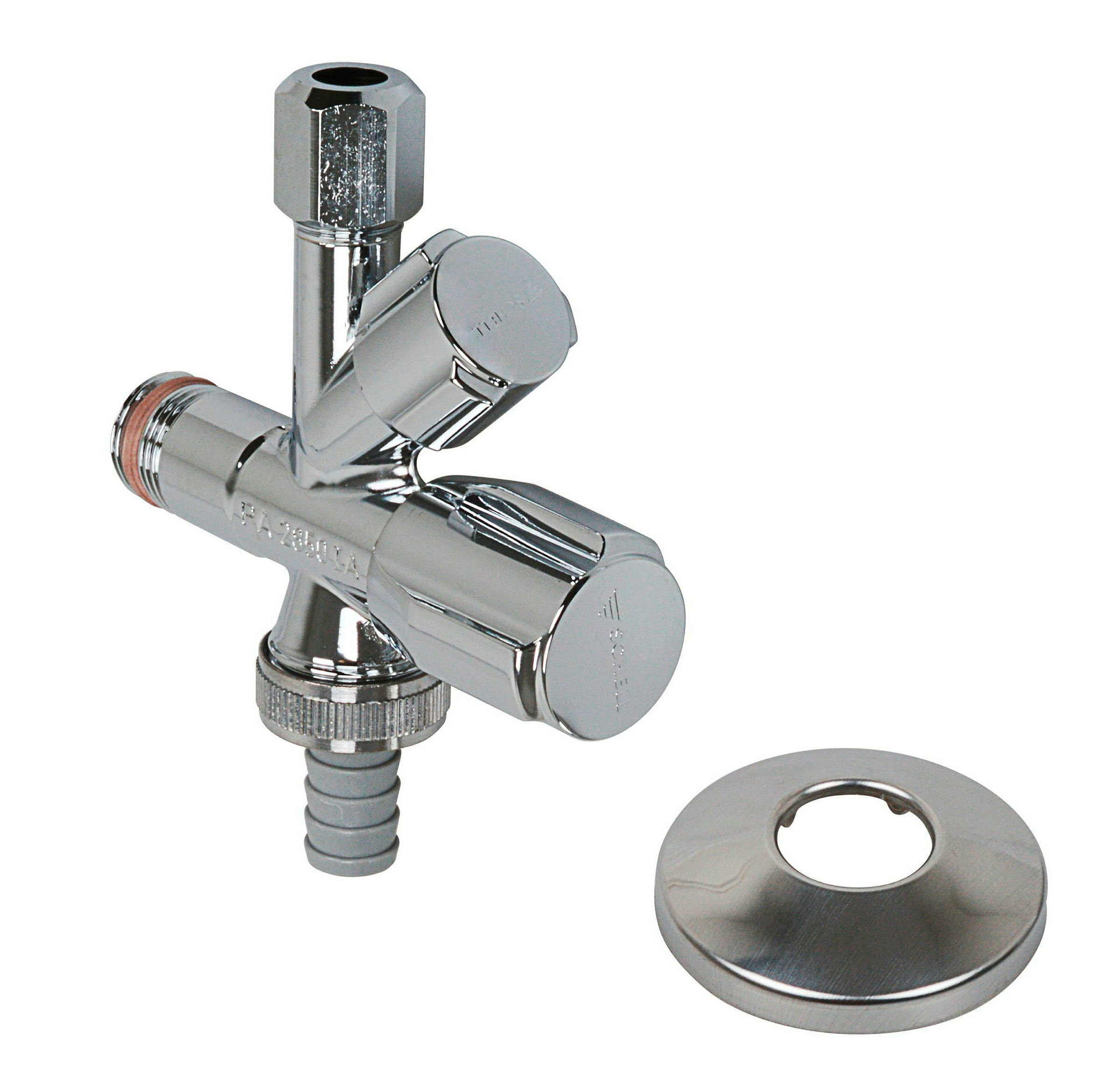 SCHELL GA-Eckventil, Chrom, 1/2''AG x 3/4''AG x 3/8''AG x 10 mmQ, selbstdic
