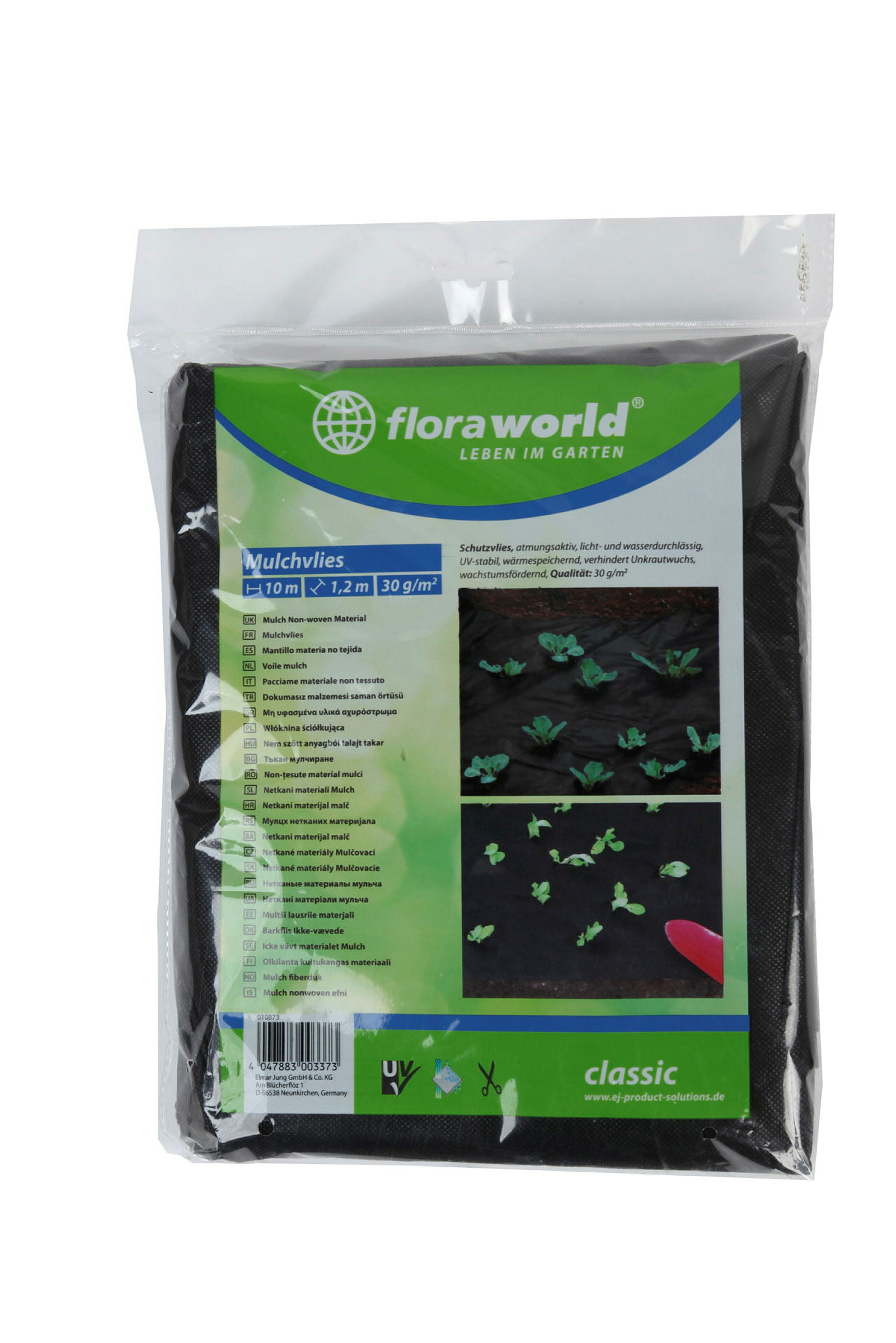 Mulchvlies Classic, Maße: 10x1,2m, 30g/m², schwarz