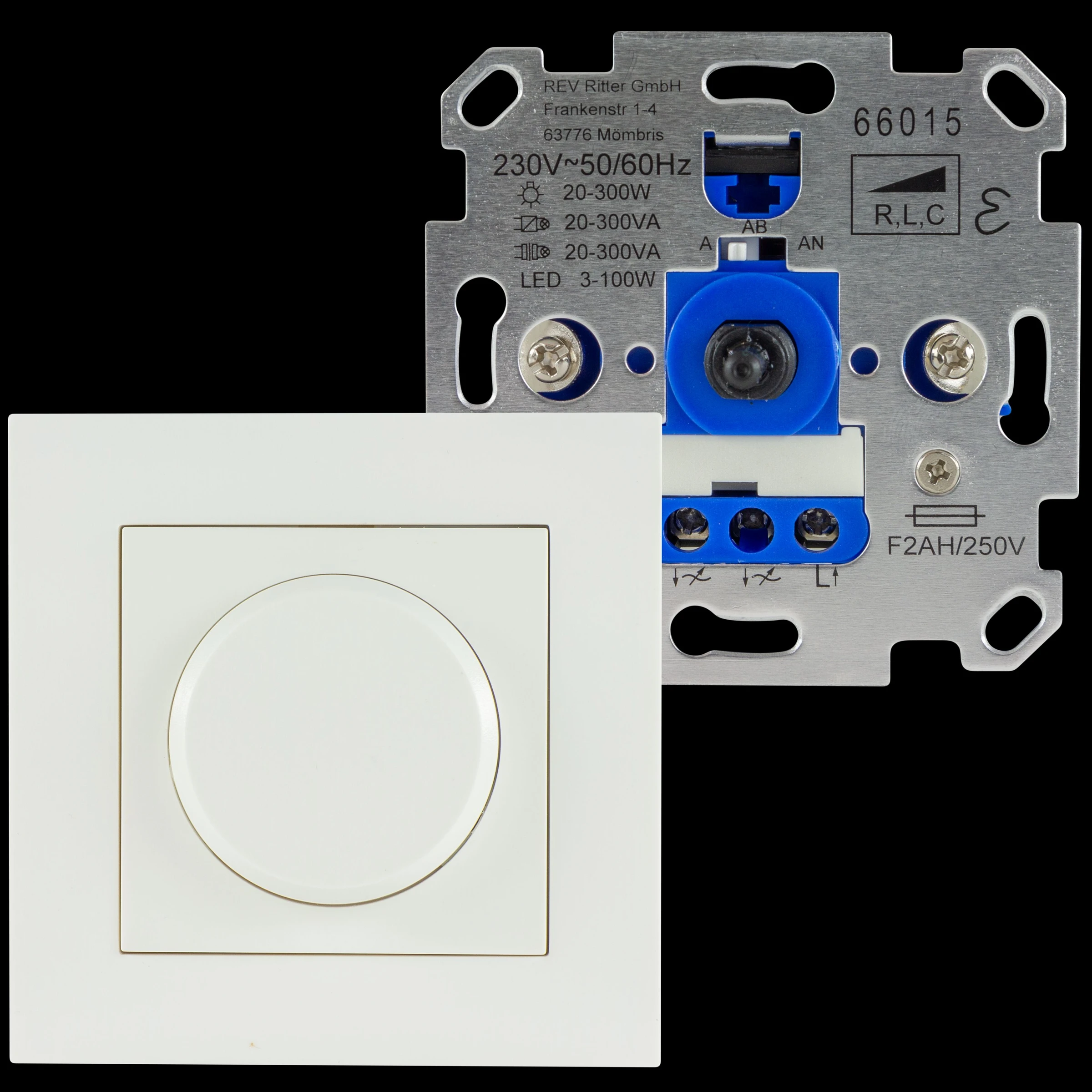 Dimmer Universal Komplettgerät Unterputz mit Rahmen weiß