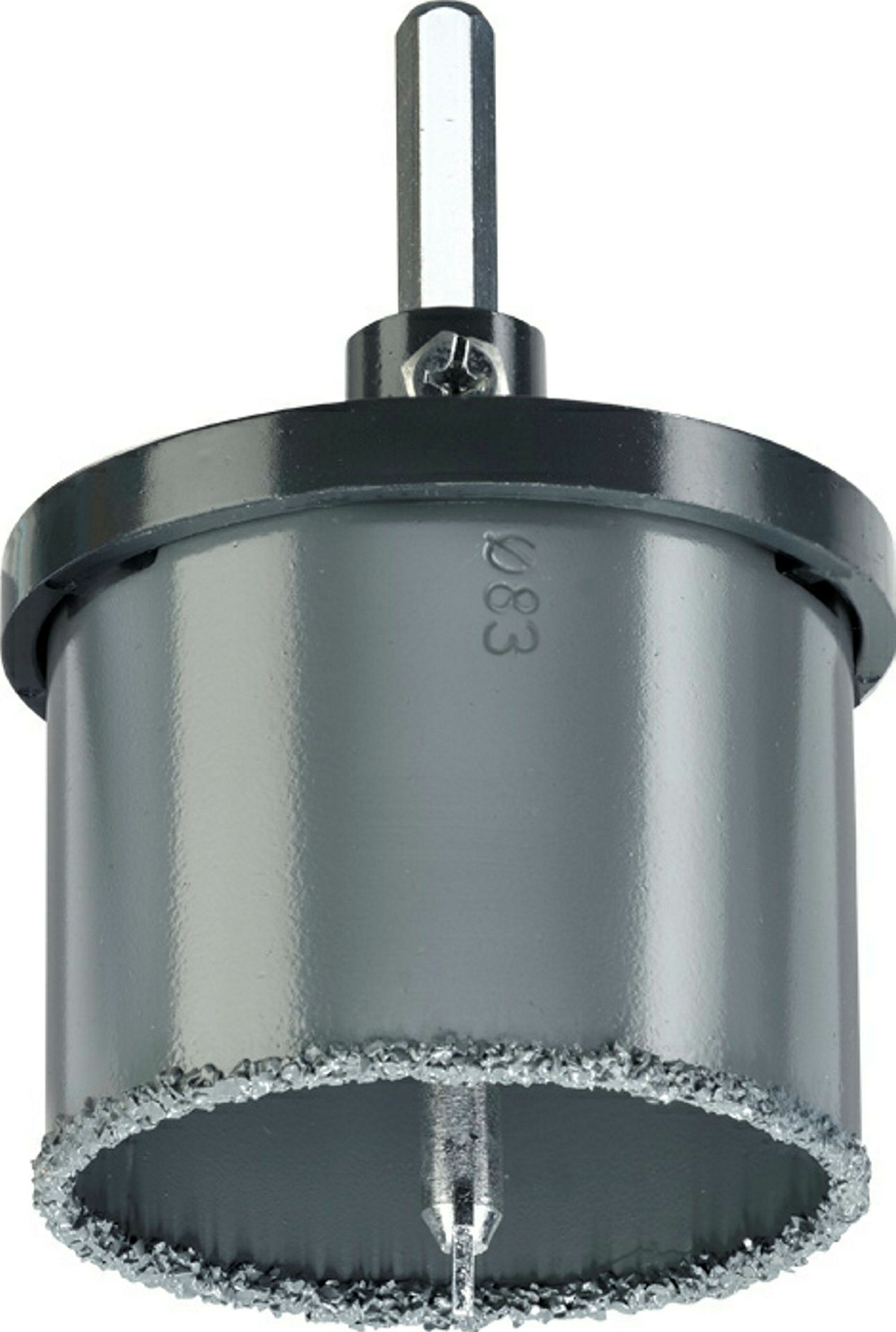 Lochsäge hartmetallbestreut, mit Trägerteller und Zentrierbohrer, ø 83 mm