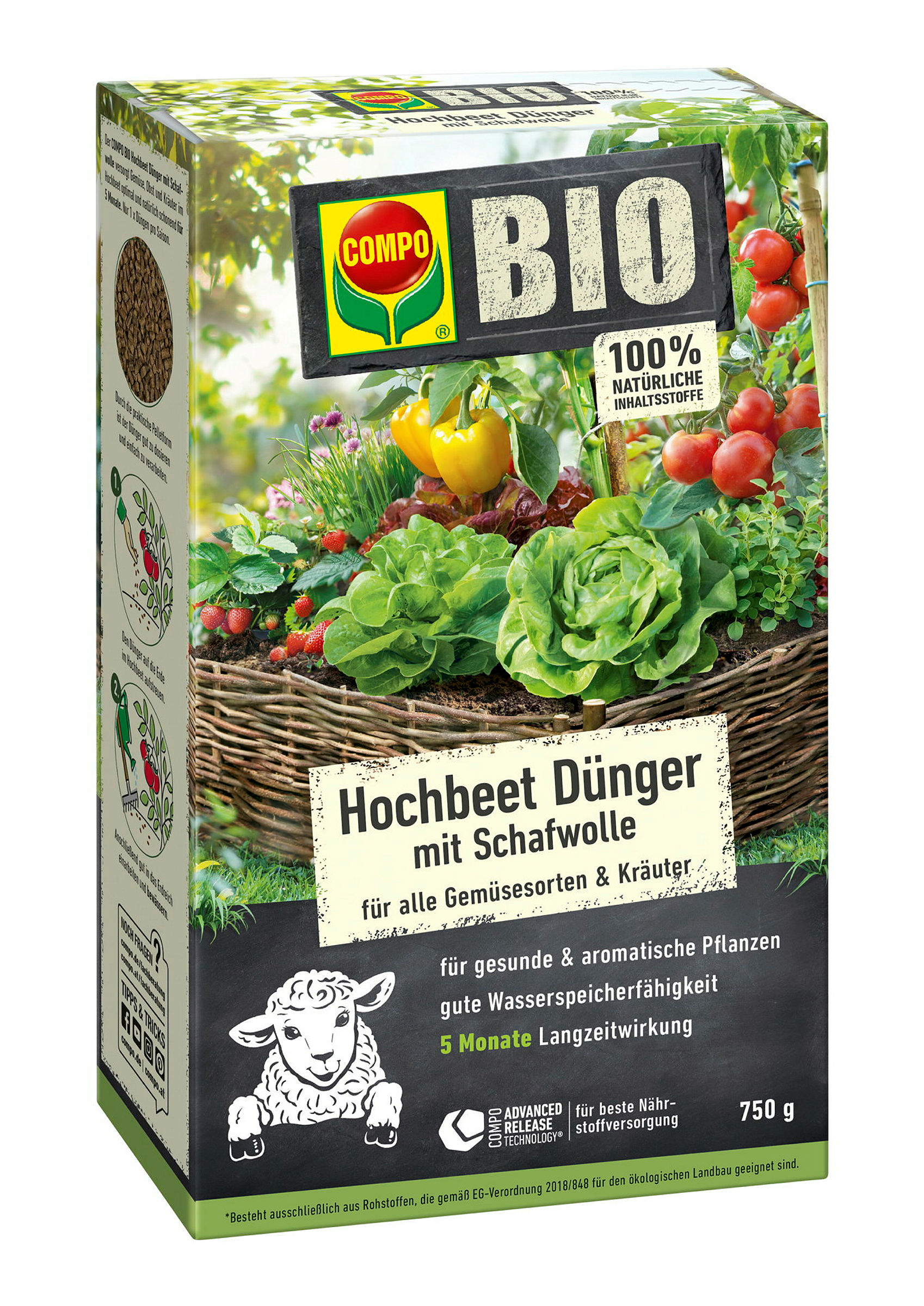 COMPO BIO Hochbeet Düngermit Schafwolle 750g