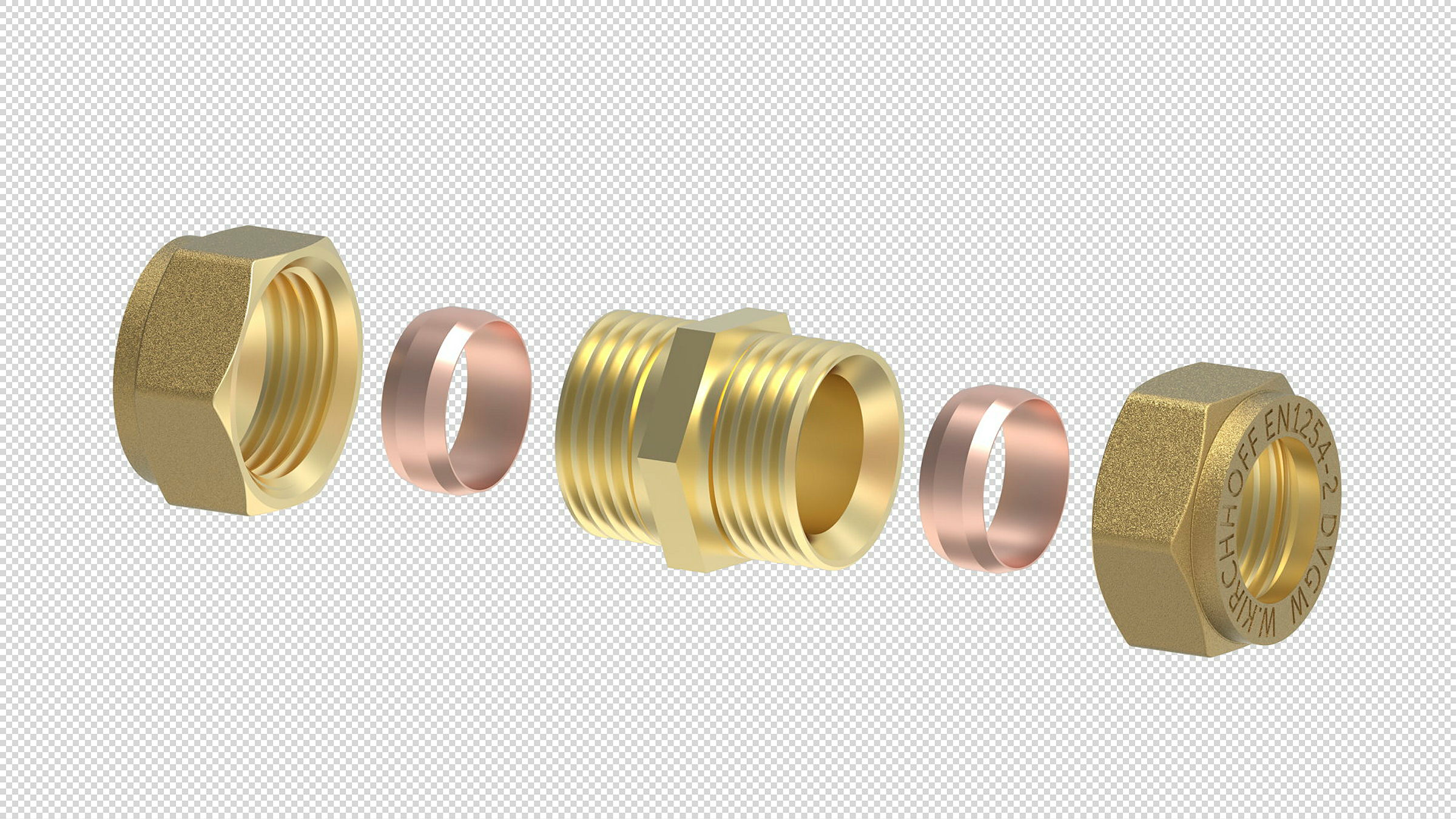 MS Verbindungsstück, blank, 15 mm, Klemmfitting für CU-Roh