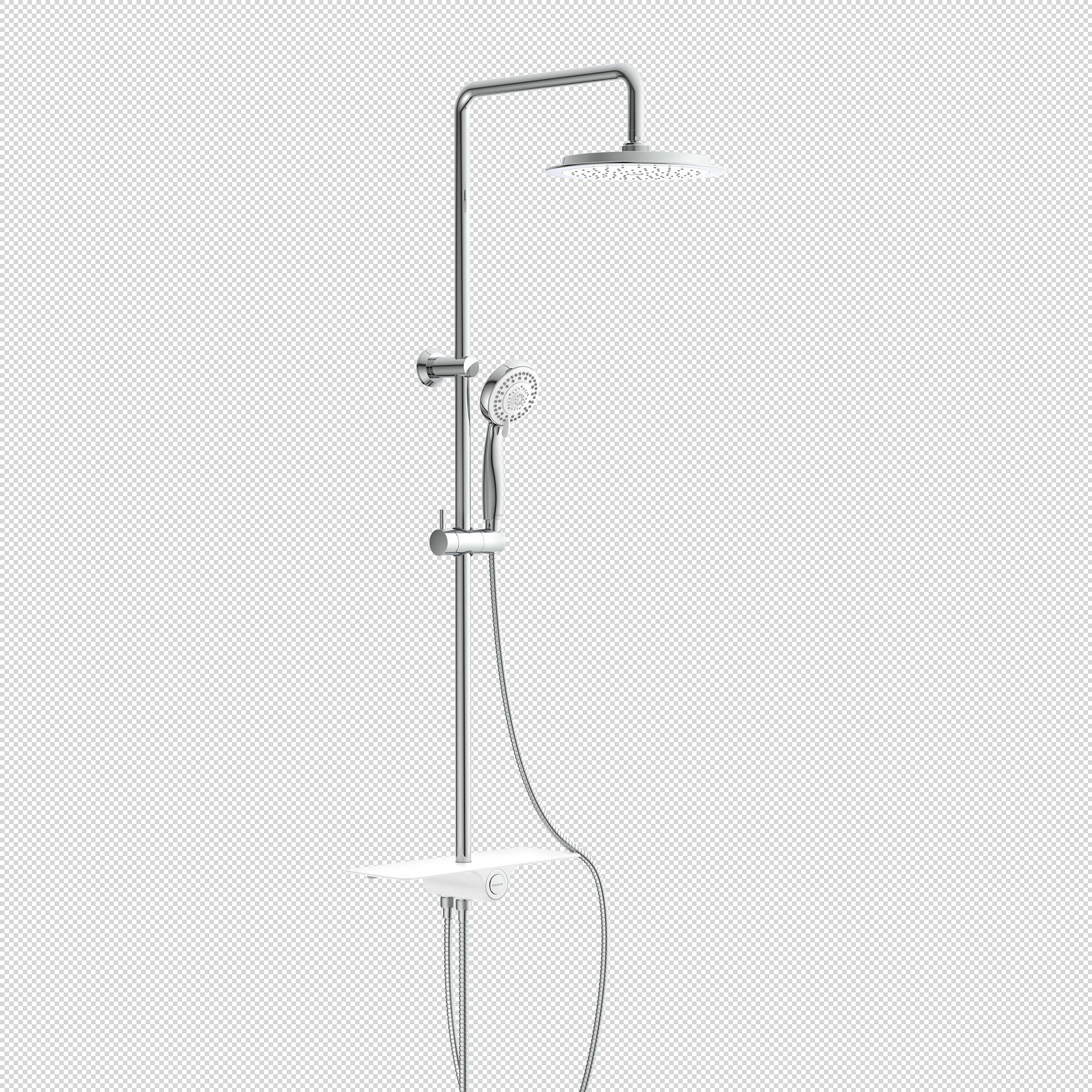 AQUASTAR Überkopfbrause-Set, Chrom/Weiß, mit Ablage