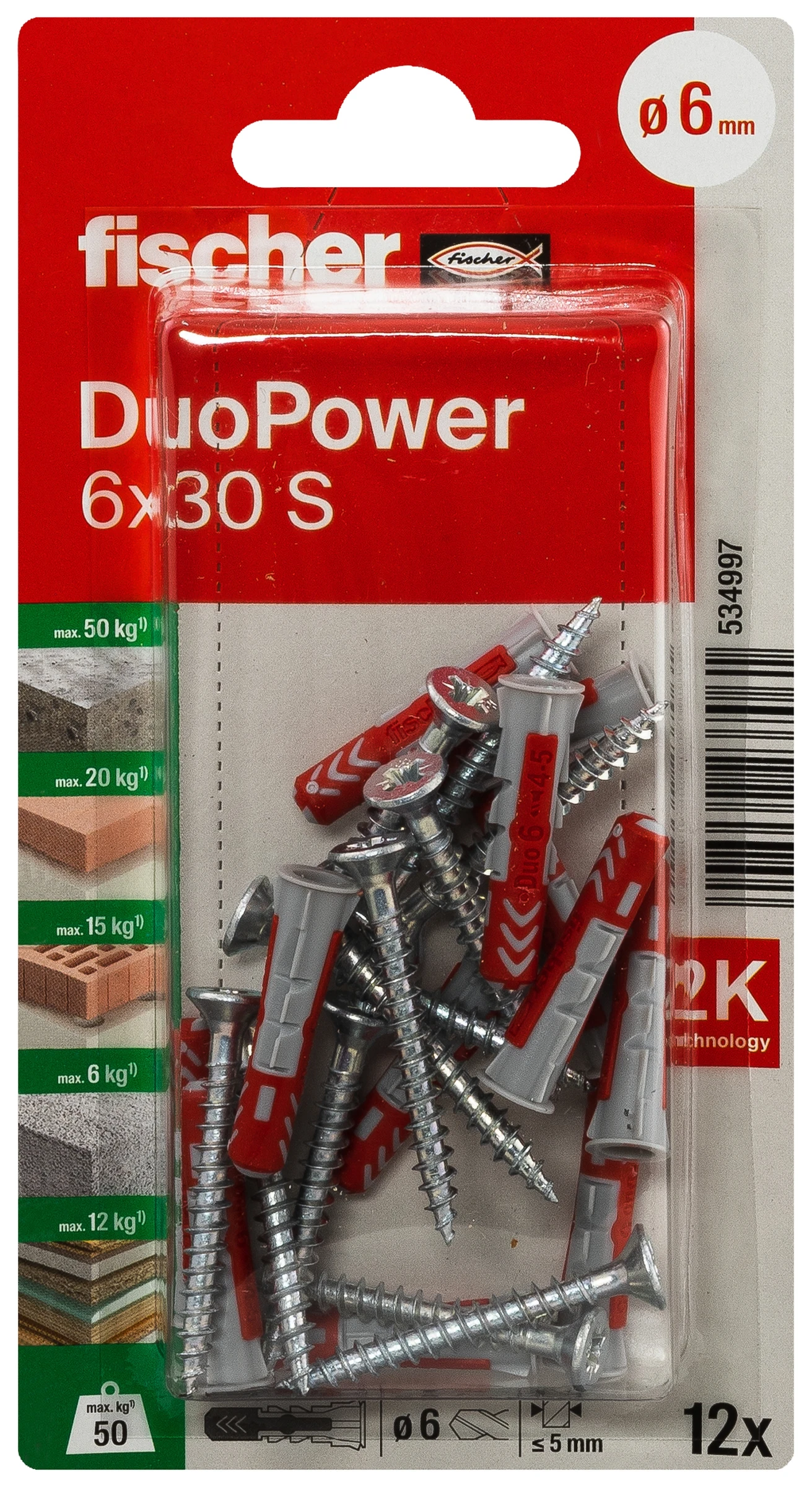 fischer DUOPOWER 6 x 30 S mit Schraube