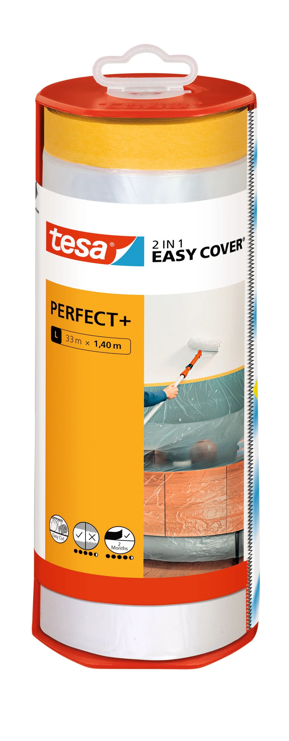 tesa® Easy Cover Perfect+ Spender & Nachfüllrolle L, 33m x 1,40m