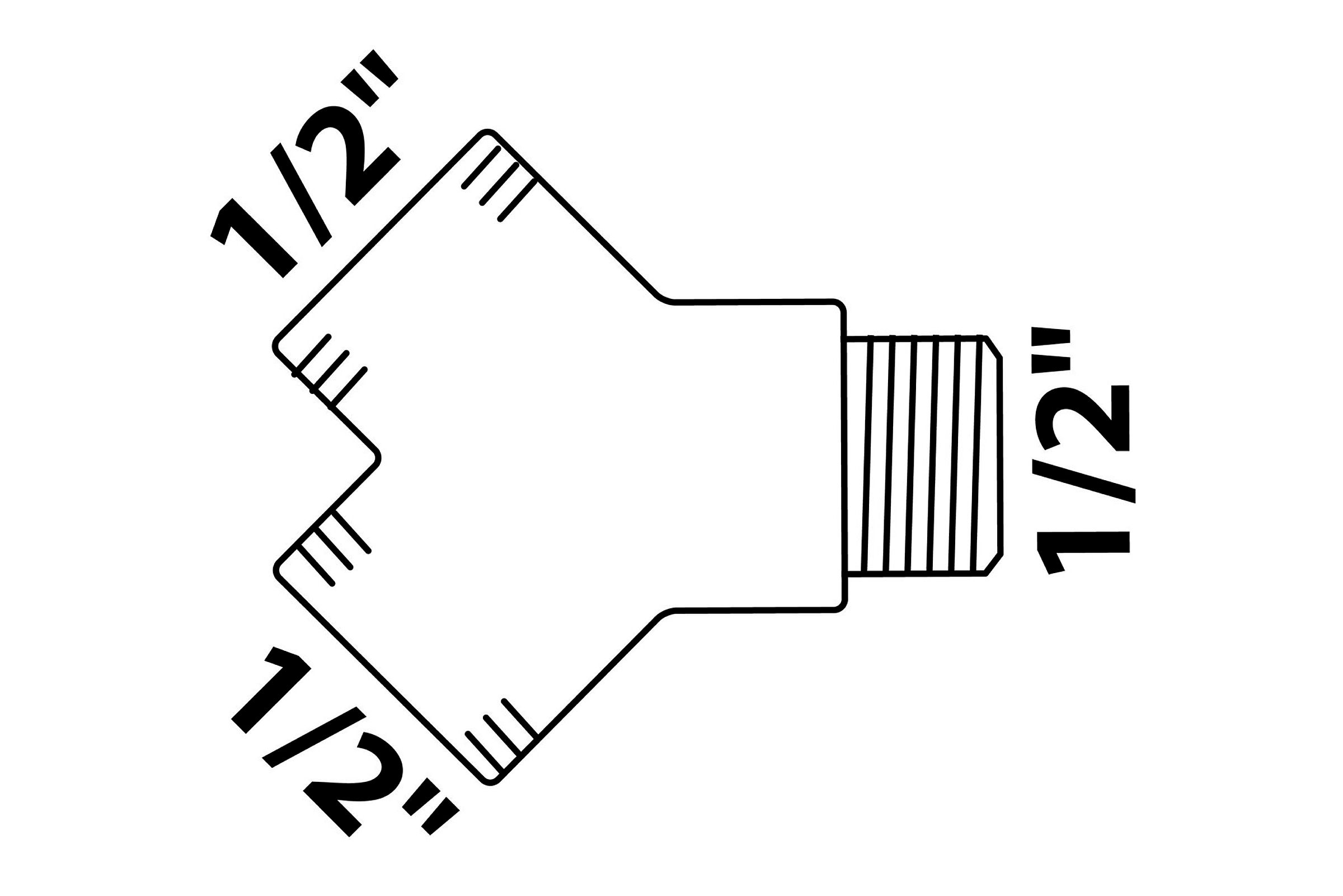 MS Y-Verteilerstück, Chrom, 1/2''IG x 1/2''AG
