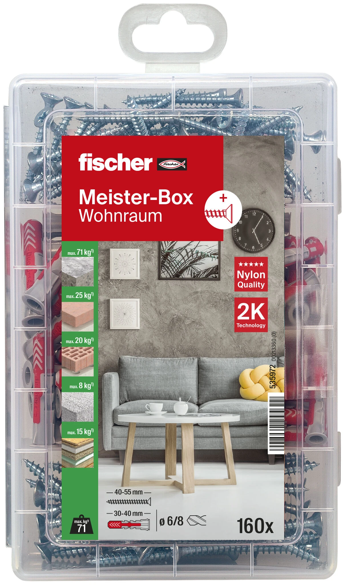 fischer Meister-Box Wohnraum + Schrauben, 160-tlg.