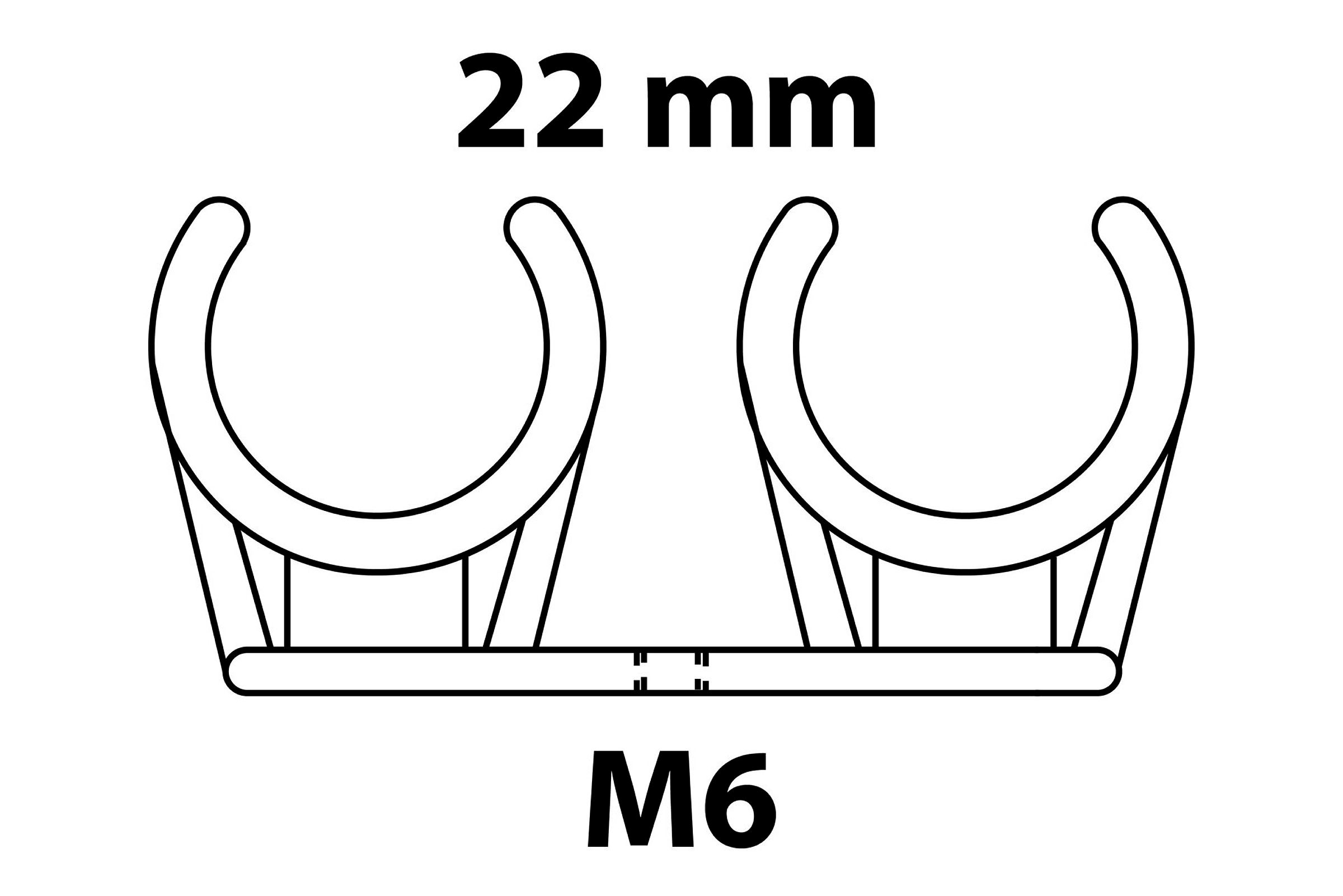 Rohrclip doppelt, 22 mm, mit M6 Gewindehülse