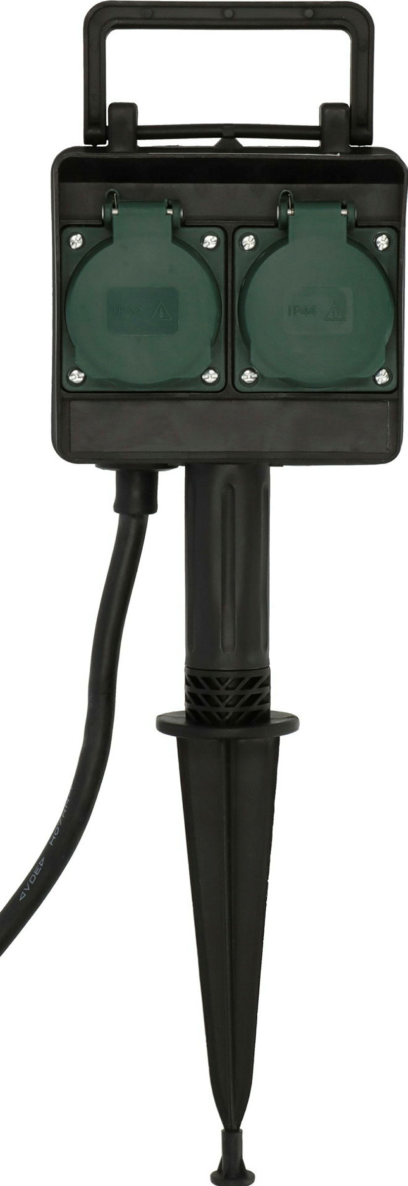 Gartensteckdose mit Erdspiess 4-Fach 10m Kabel H07RN-F3G1,5
