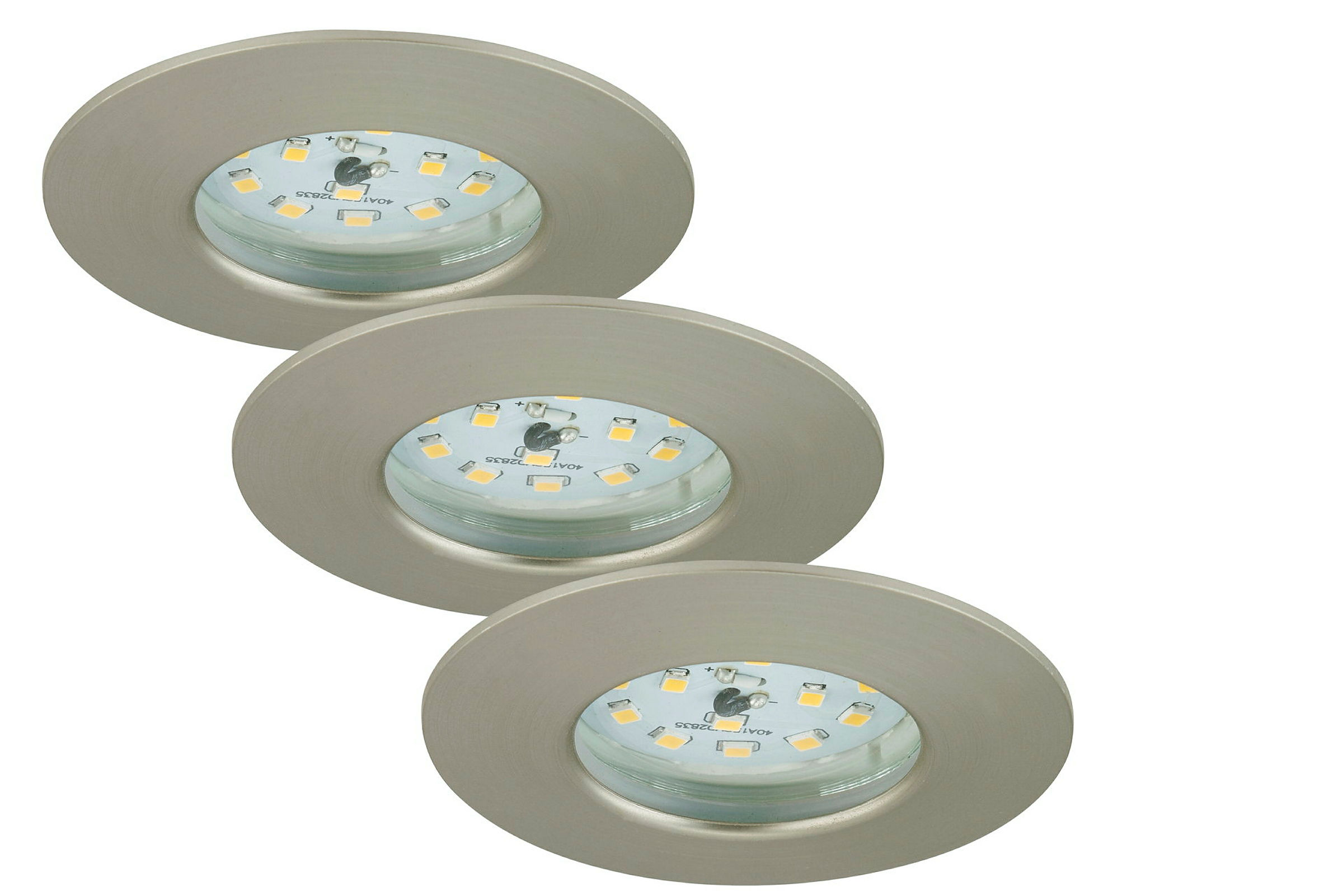 LED Einbauleuchten, matt-nickel, 3xLED-Modul/4,8W