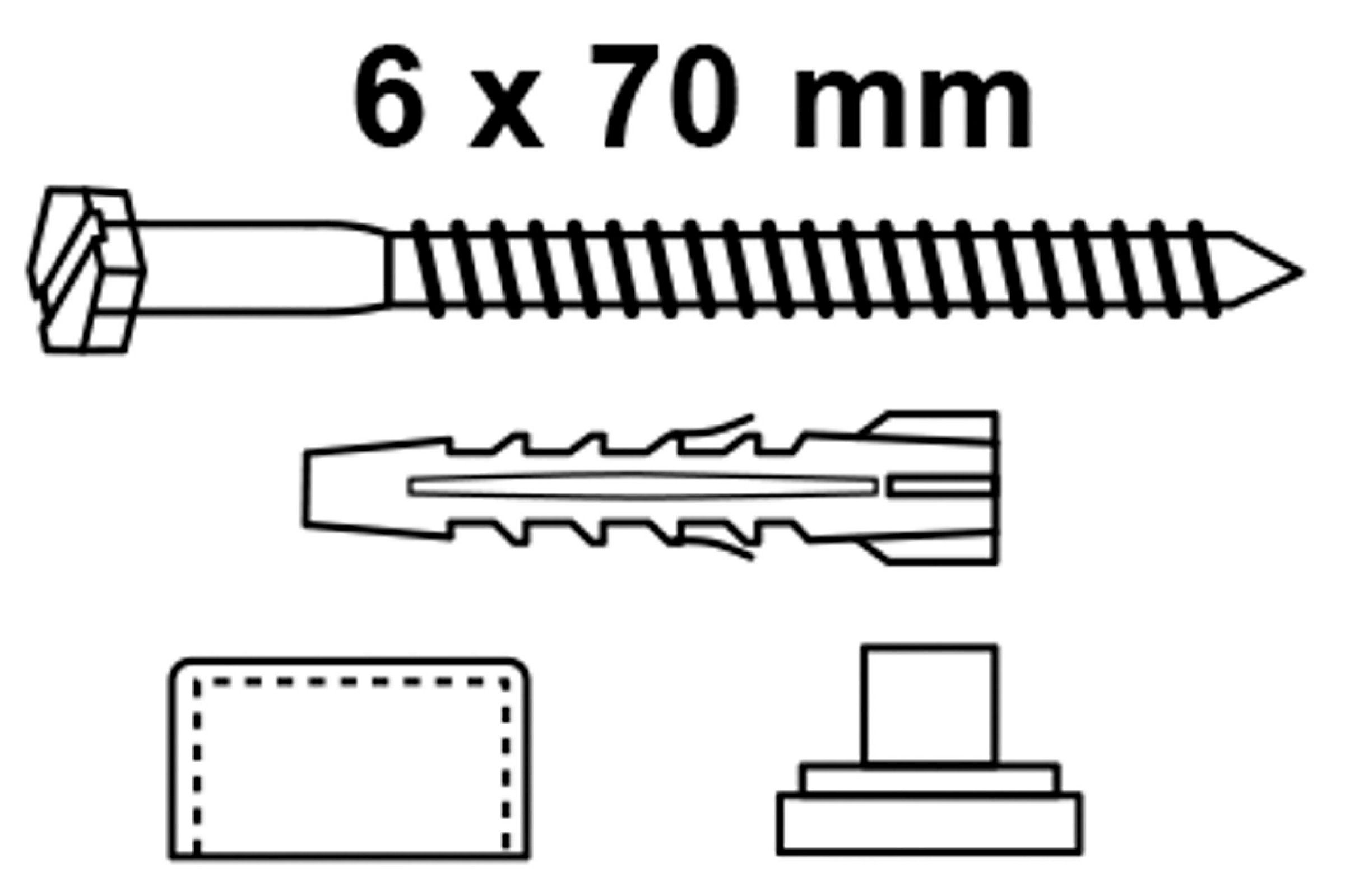 Stand-WC/Ablage-Befestigungssatz Sechskant, Chrom, M6 x 70 mm