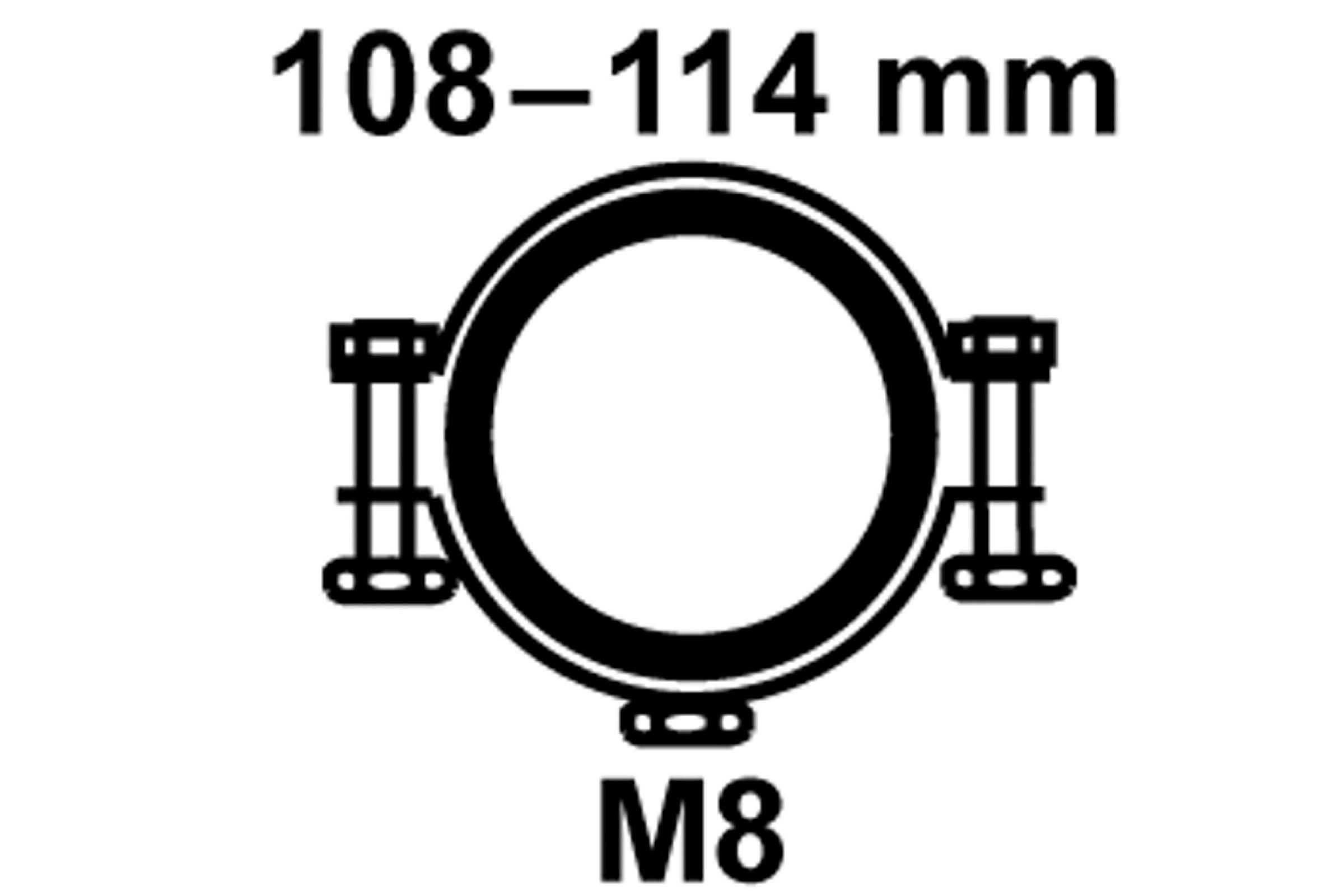 Rohrschelle, 108 mm - 114 mm, schallgedämmt, für 4'', mit M8 Gewindemuffe