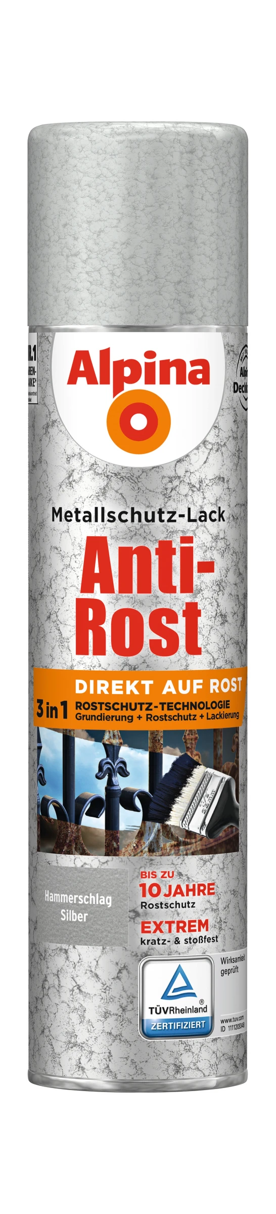 Alpina Metallschutzlack Anti-Rost Weiß 400ml Sprühdose matt