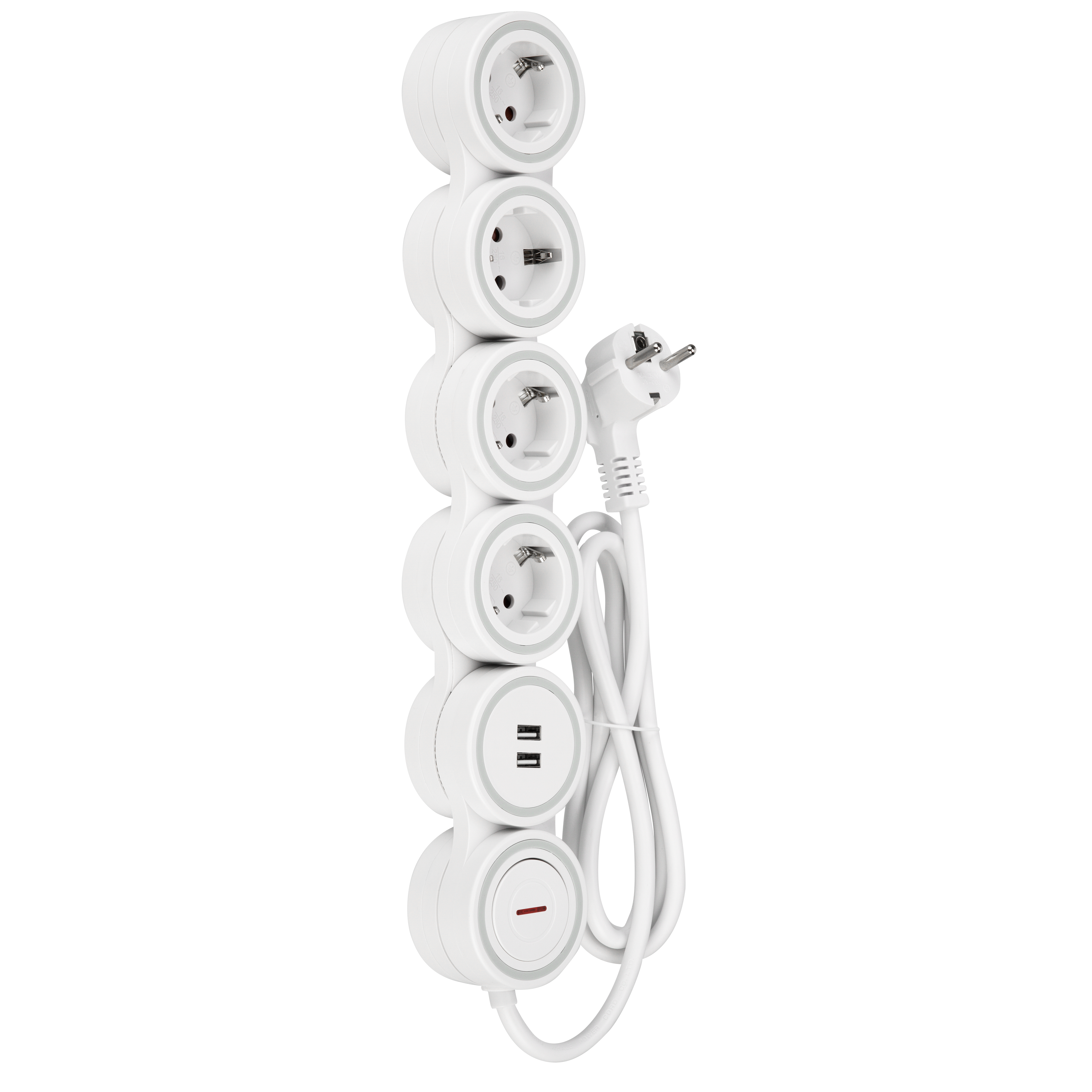 Steckdosenleiste Supraflex 4-fach USB & Schalter 1,4m weiß-grau