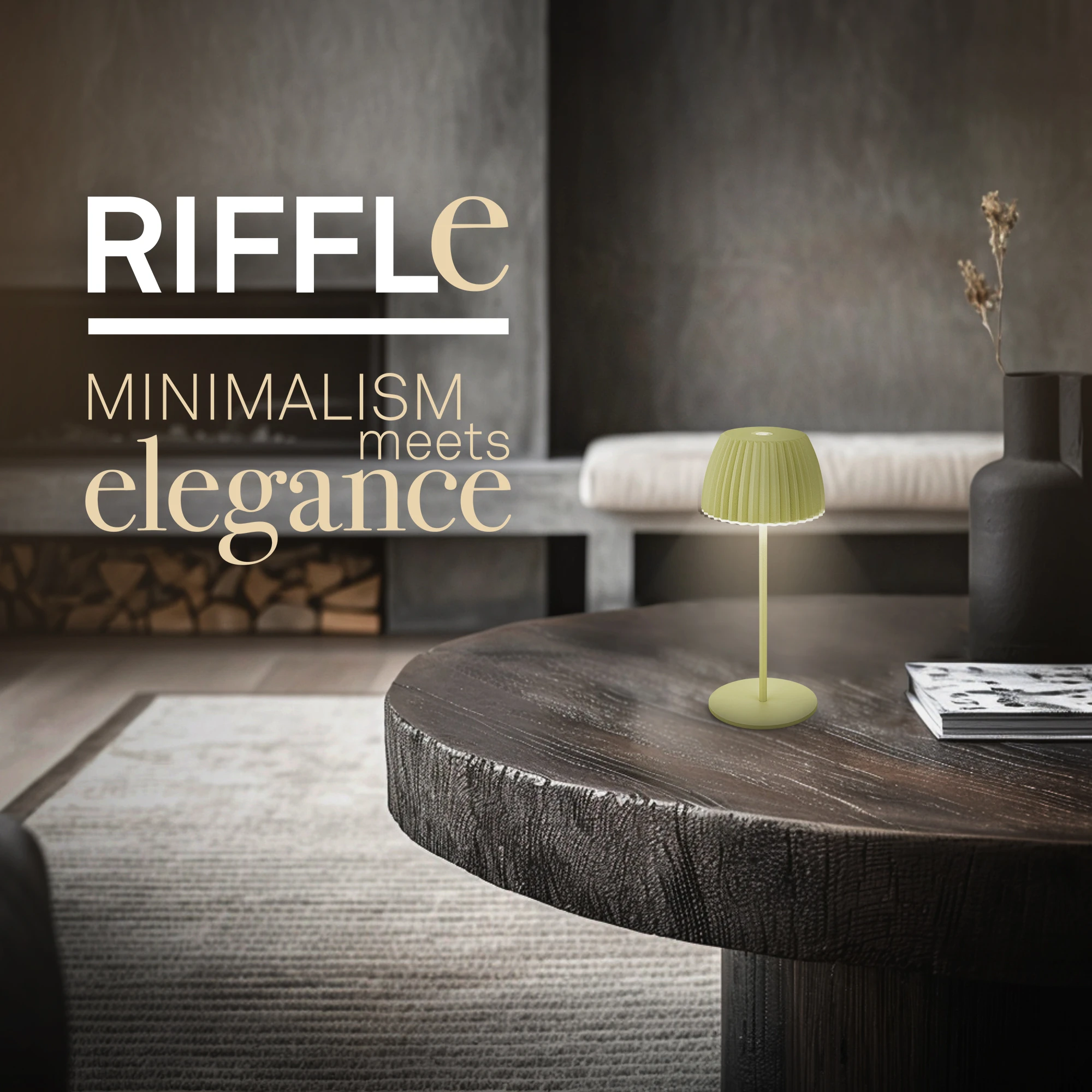 Brilo unplugged RIFFLE Akku Mini Tischleuchte mit Lichtkante - Pastellgrün