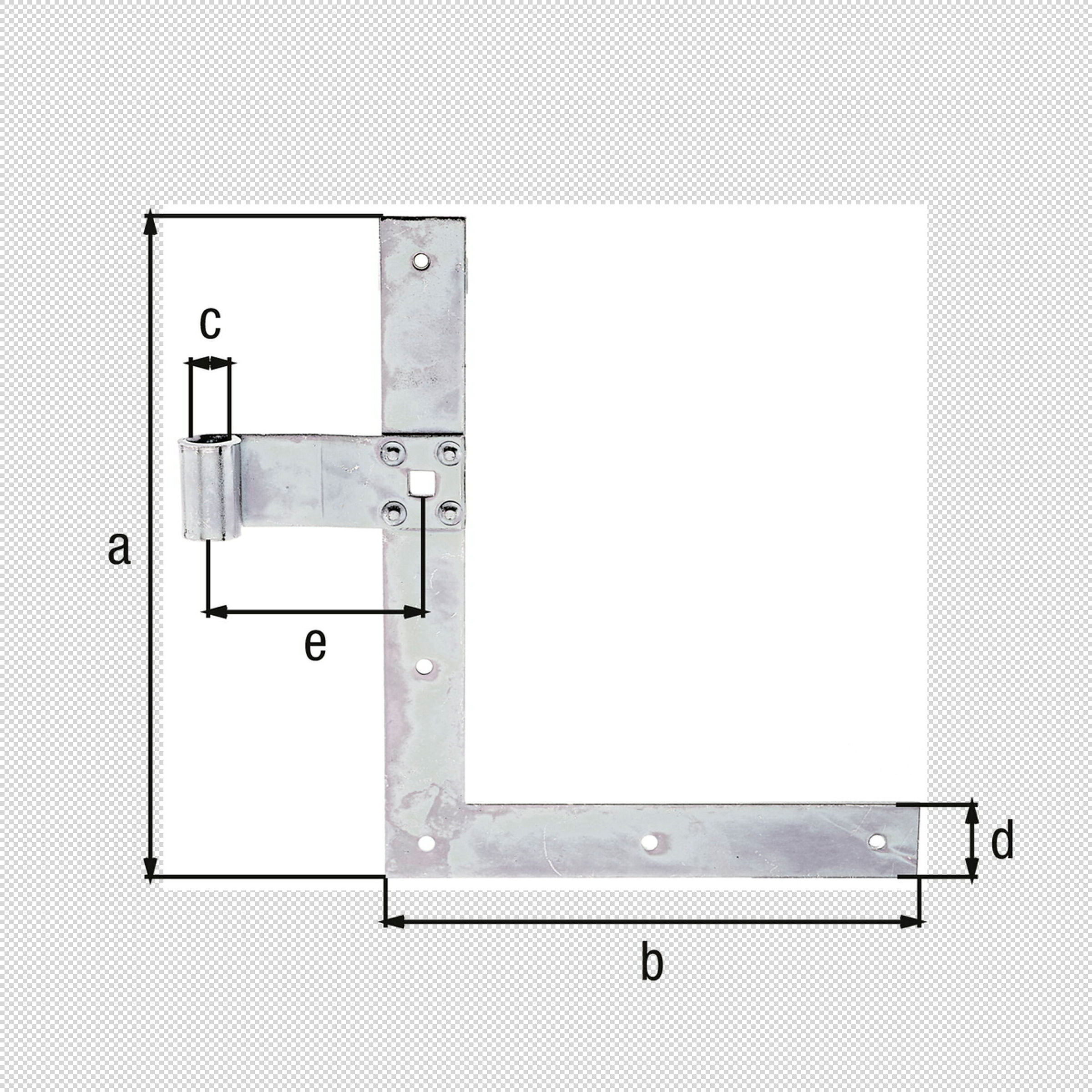 Fensterladen-Winkelband gerade Abschluss gerade 250x200Ø13 unten verzinkt