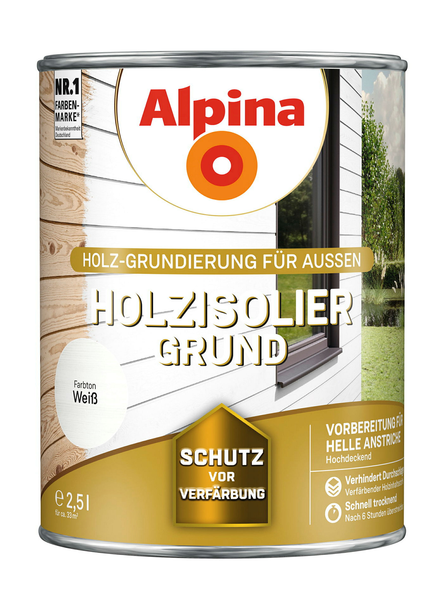 Alpina Holzisolier-Grund Weiß 2,5 Liter