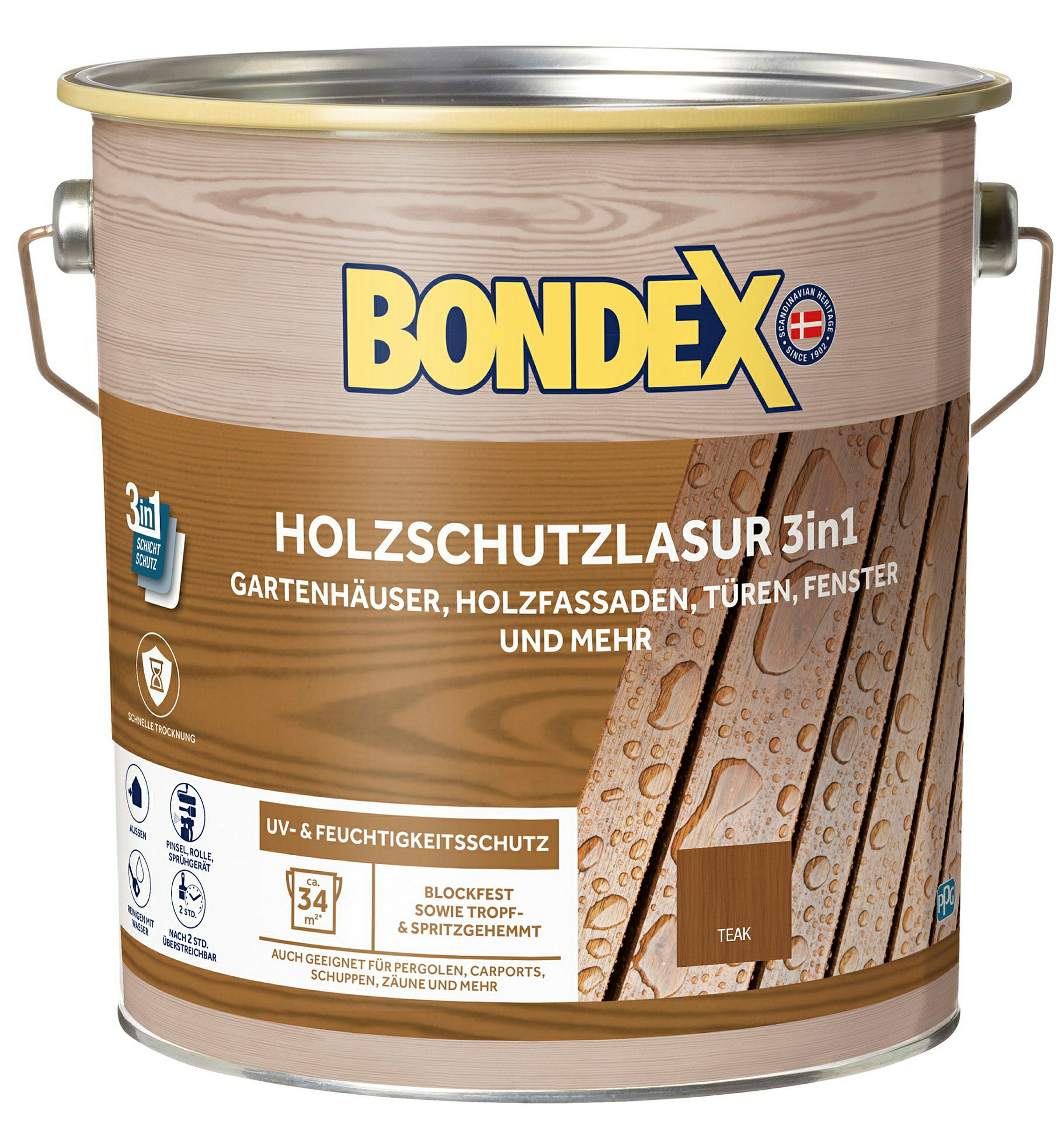 BONDEX Holzlasur Für Aussen 3in1 teak 4L