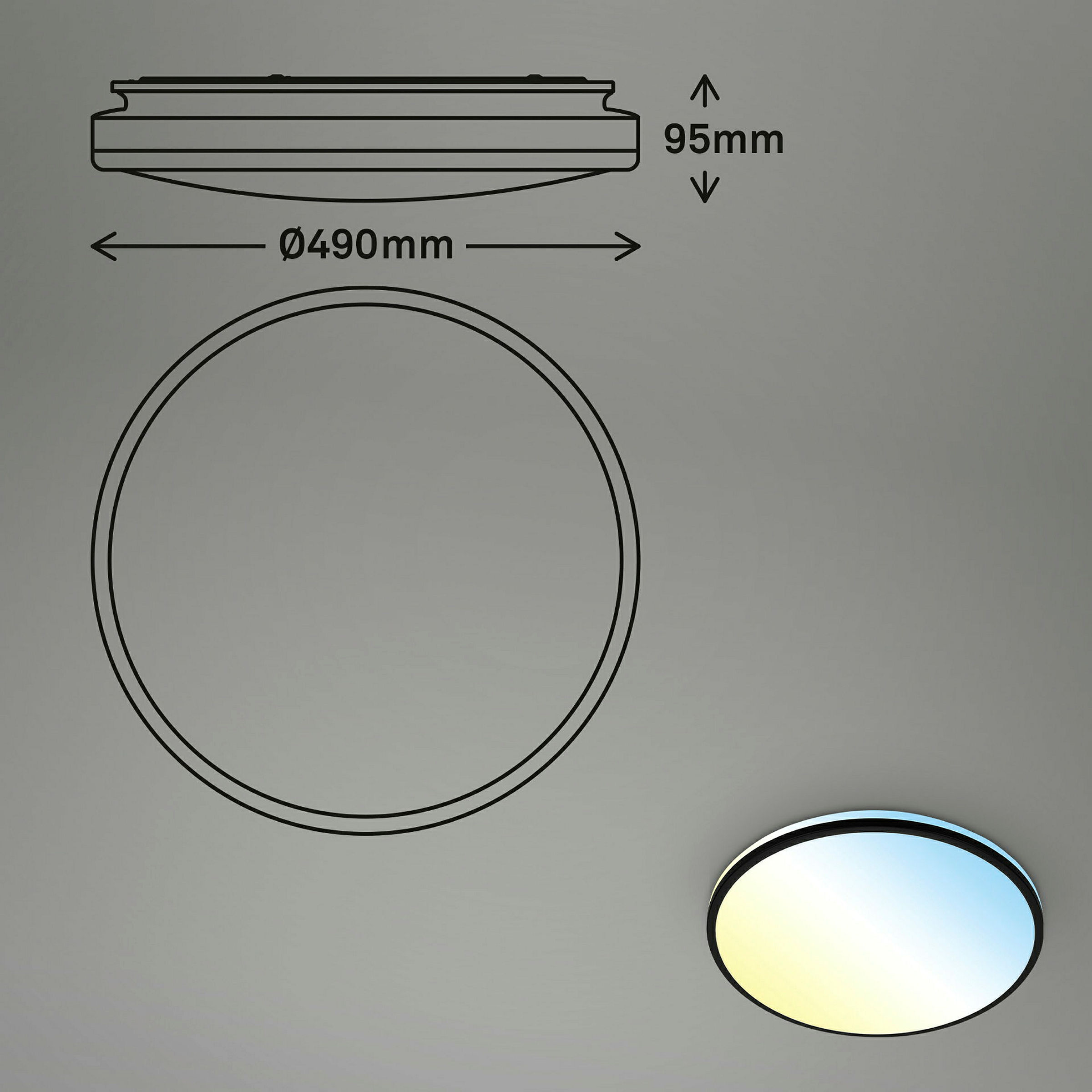 LANA CCT-LED Deckenleuchte, Schwarz, LED / 40W