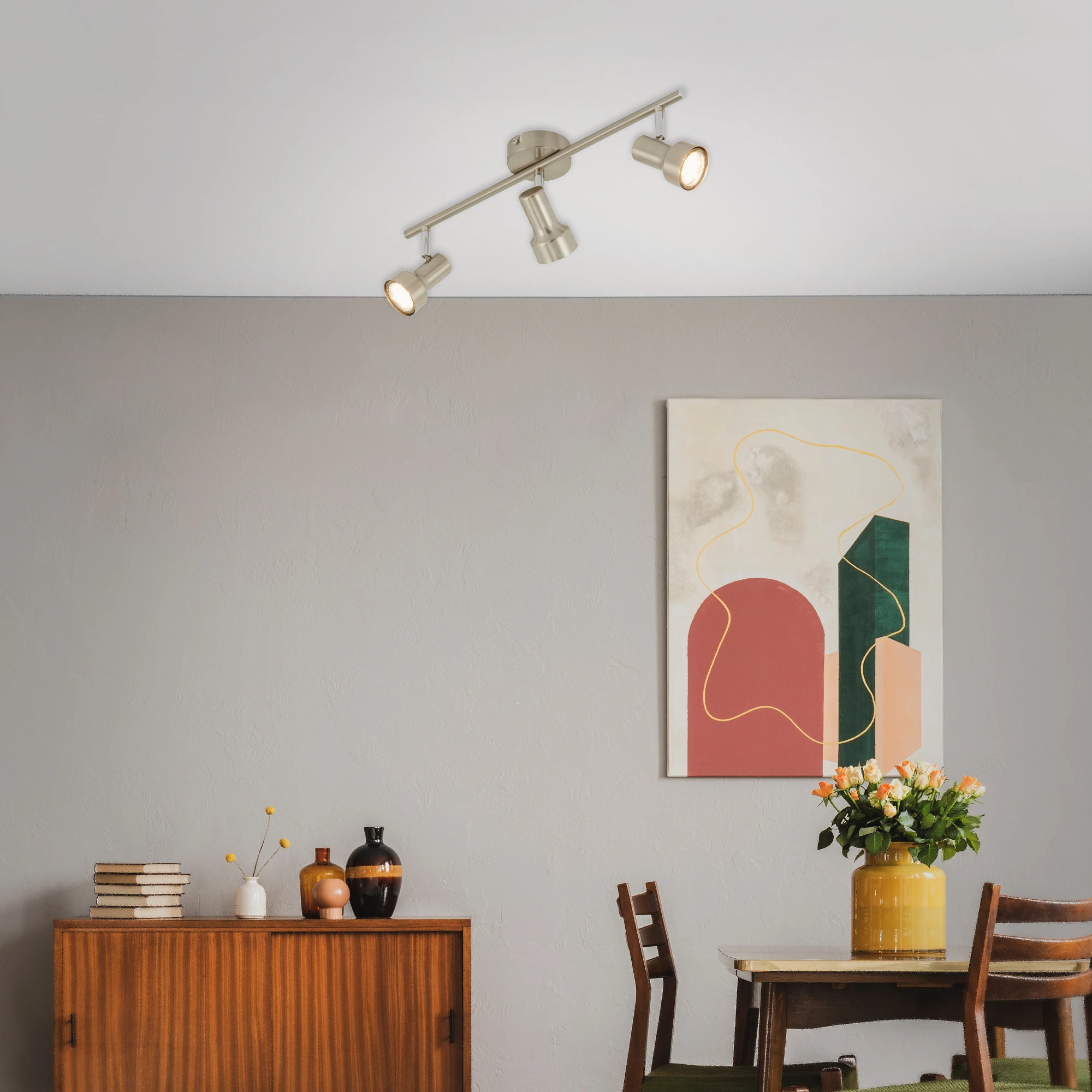 LED Deckenleuchte, matt-nickel, 3xLED/GU10/2,9W