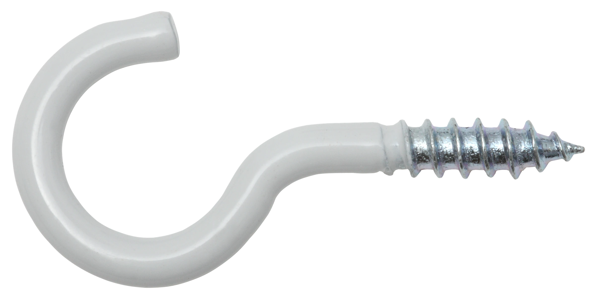 Schraubhaken gebogen 5,2 x 65 / 20, weiss beschichtet