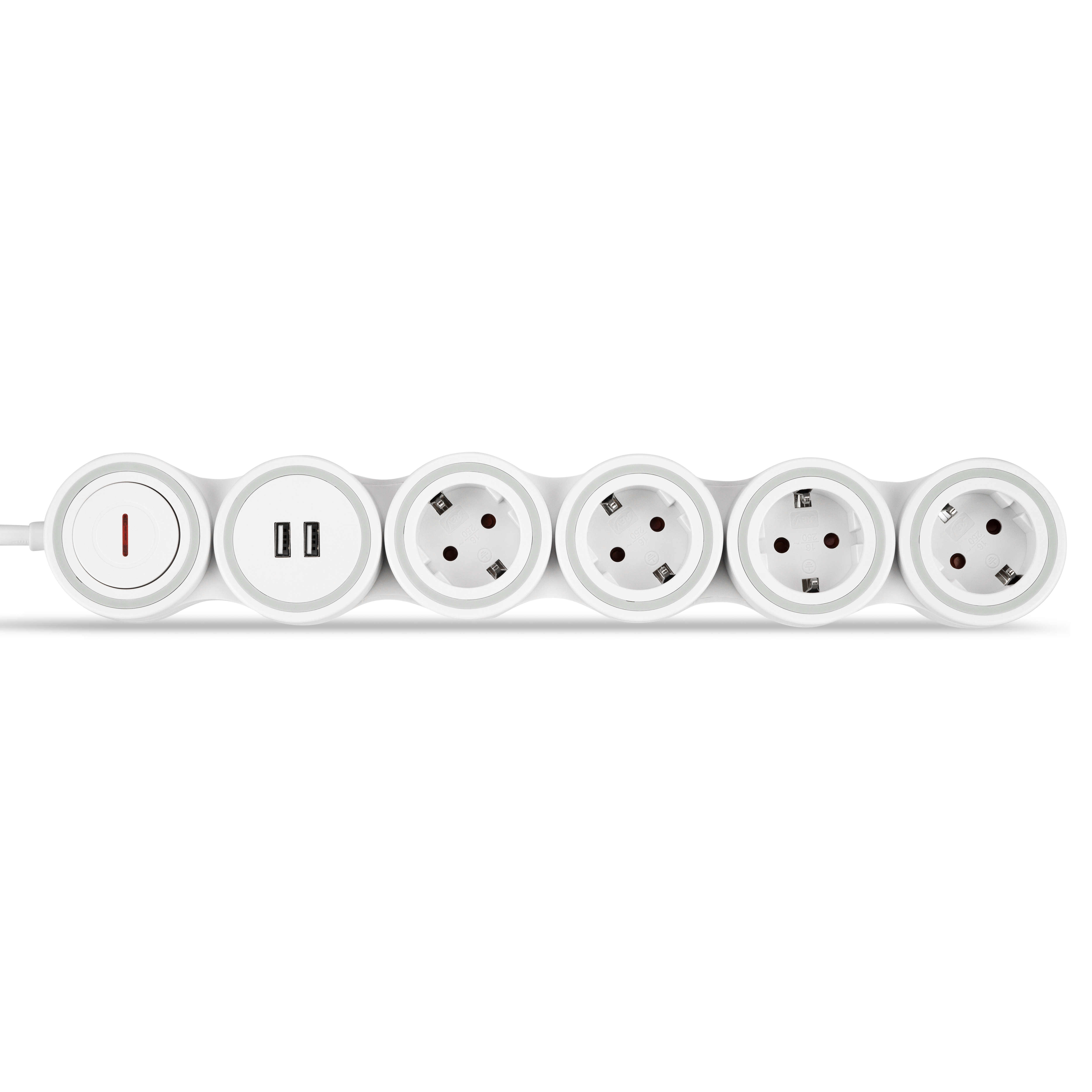 Steckdosenleiste Supraflex 4-fach USB & Schalter 1,4m weiß-grau