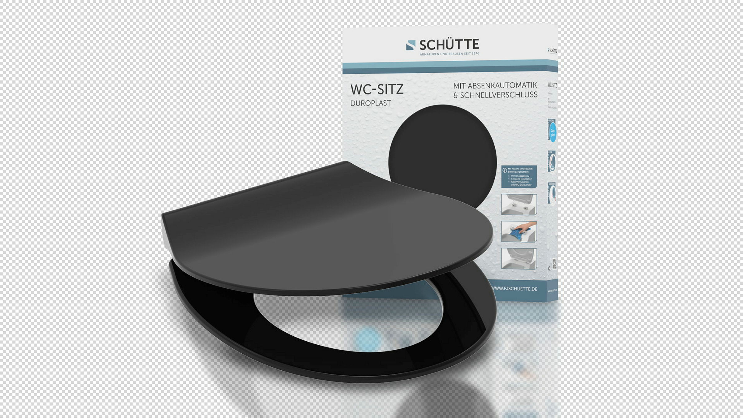 Duroplast WC-Sitz SLIM BLACK, mit Absenkautomatik und Schnellverschluss