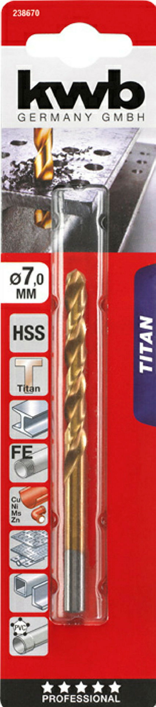 TITAN HSS Spiralbohrer, ø 7.0 mm