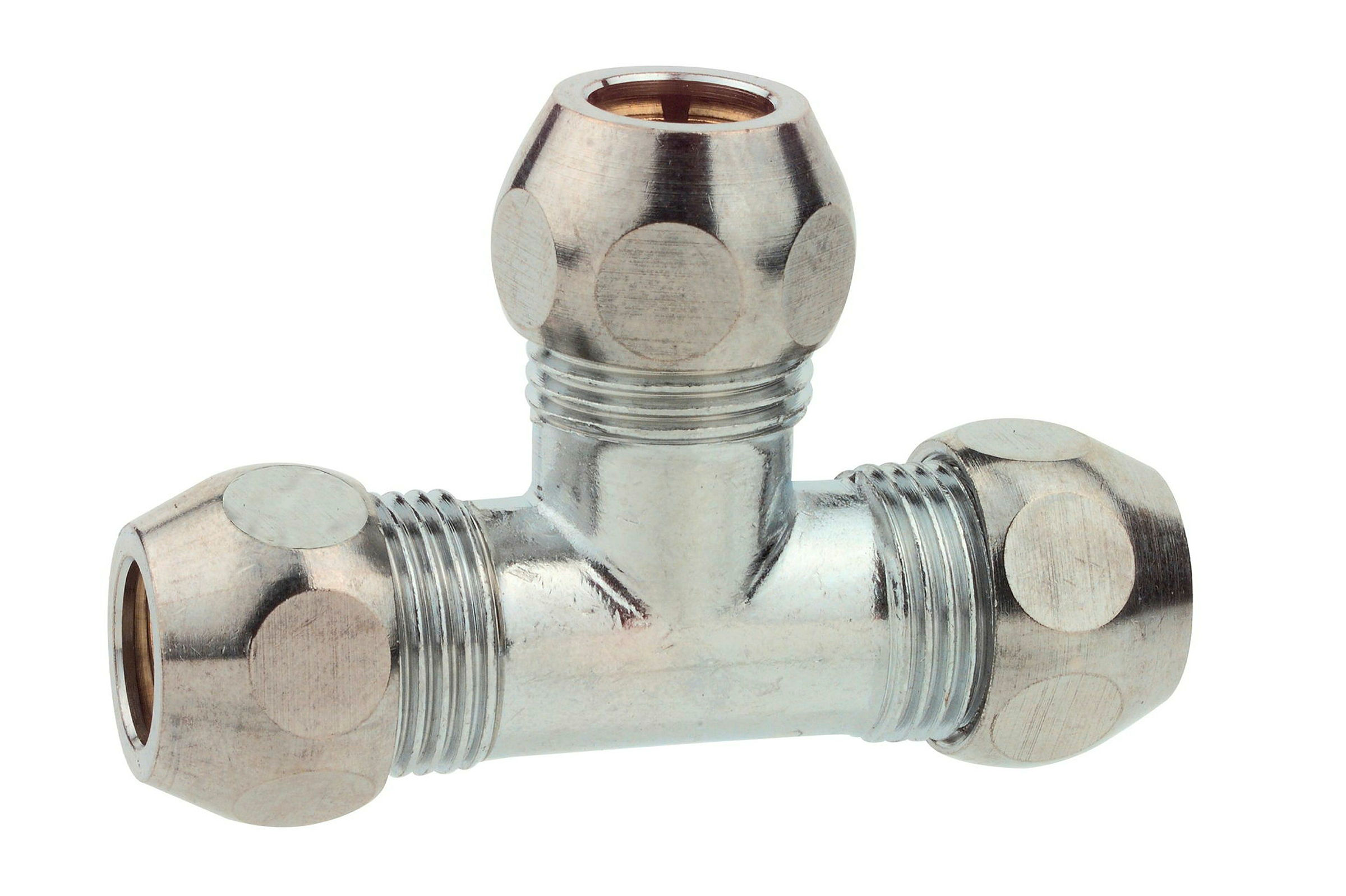 MS Quetschverschraubung-T-Stück, Chrom, 3/8'' x 10 mmQ