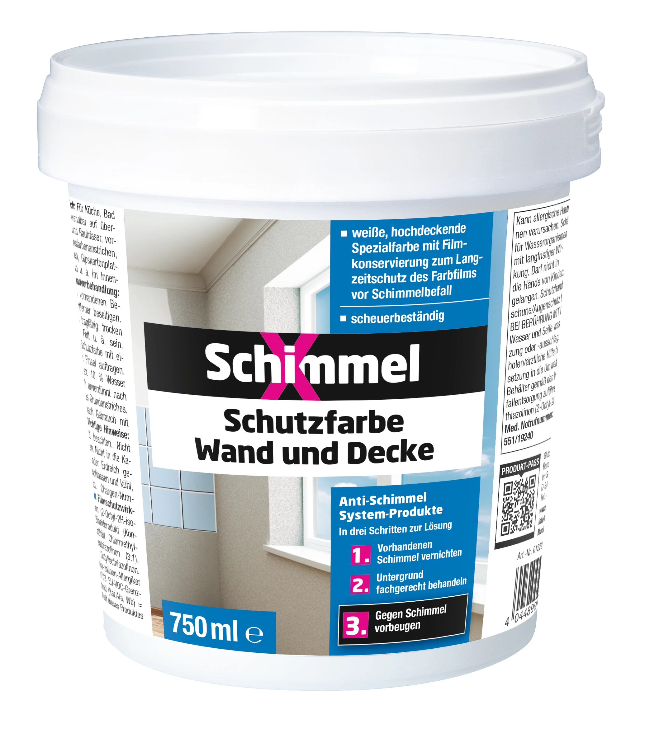 SchimmelX Schutzfarbe Wand und Decke 750 ml