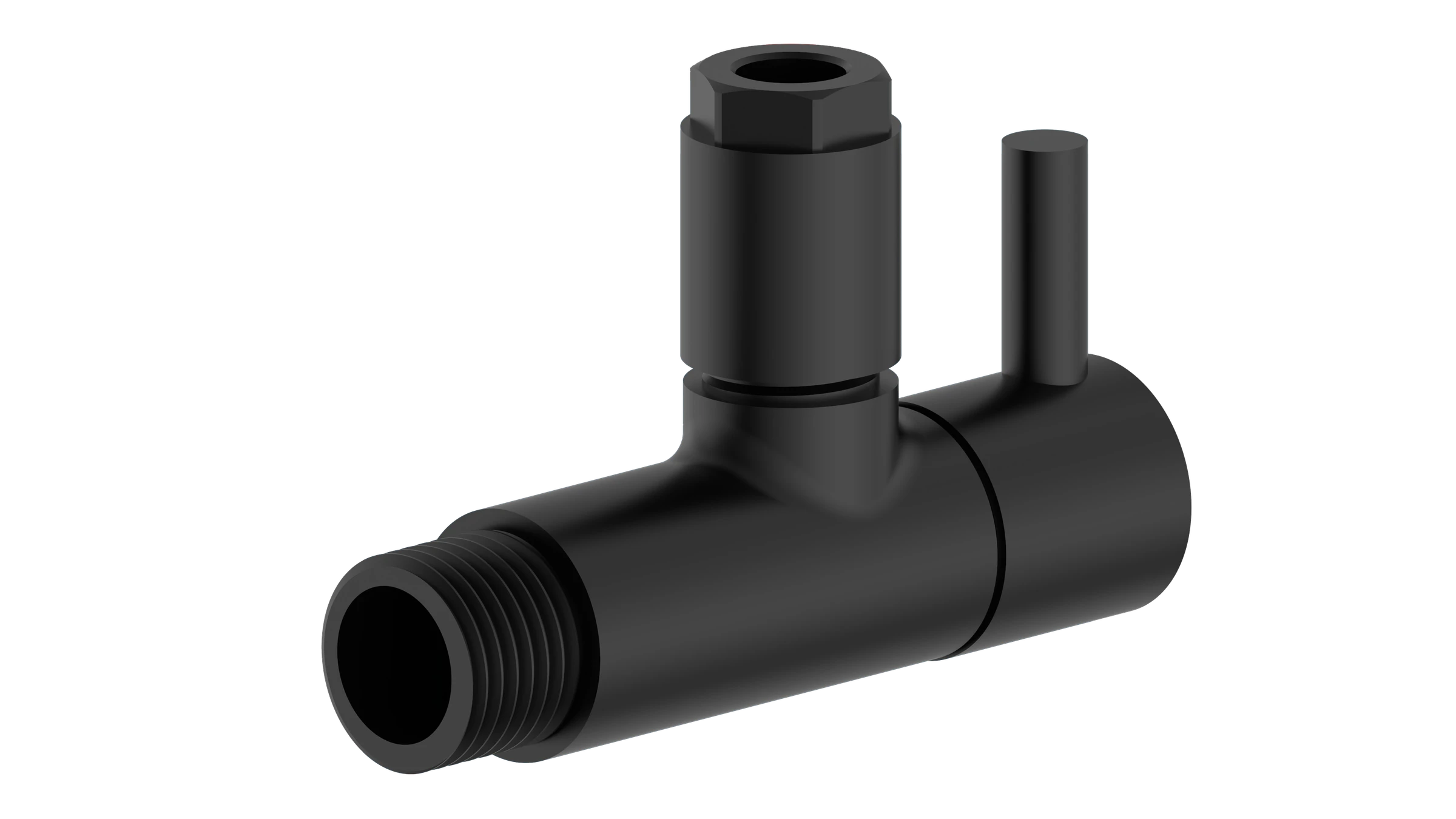 MS Eckventil, Schwarz matt, 1/2''AG x 10 mmQ, mit Rosette