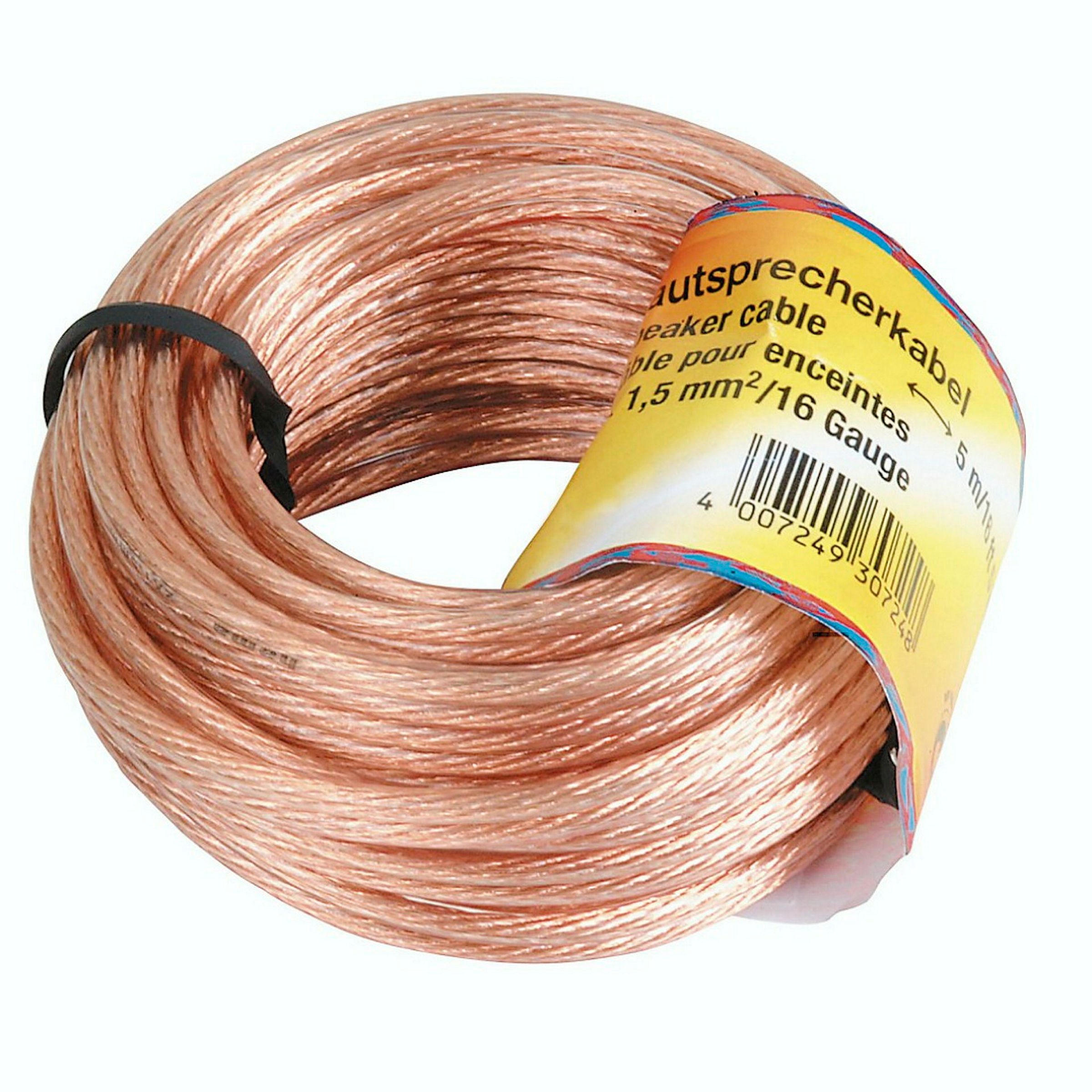 Hama Lautsprecherkabel, 2x 1,5 mm², 10 m, Transparent