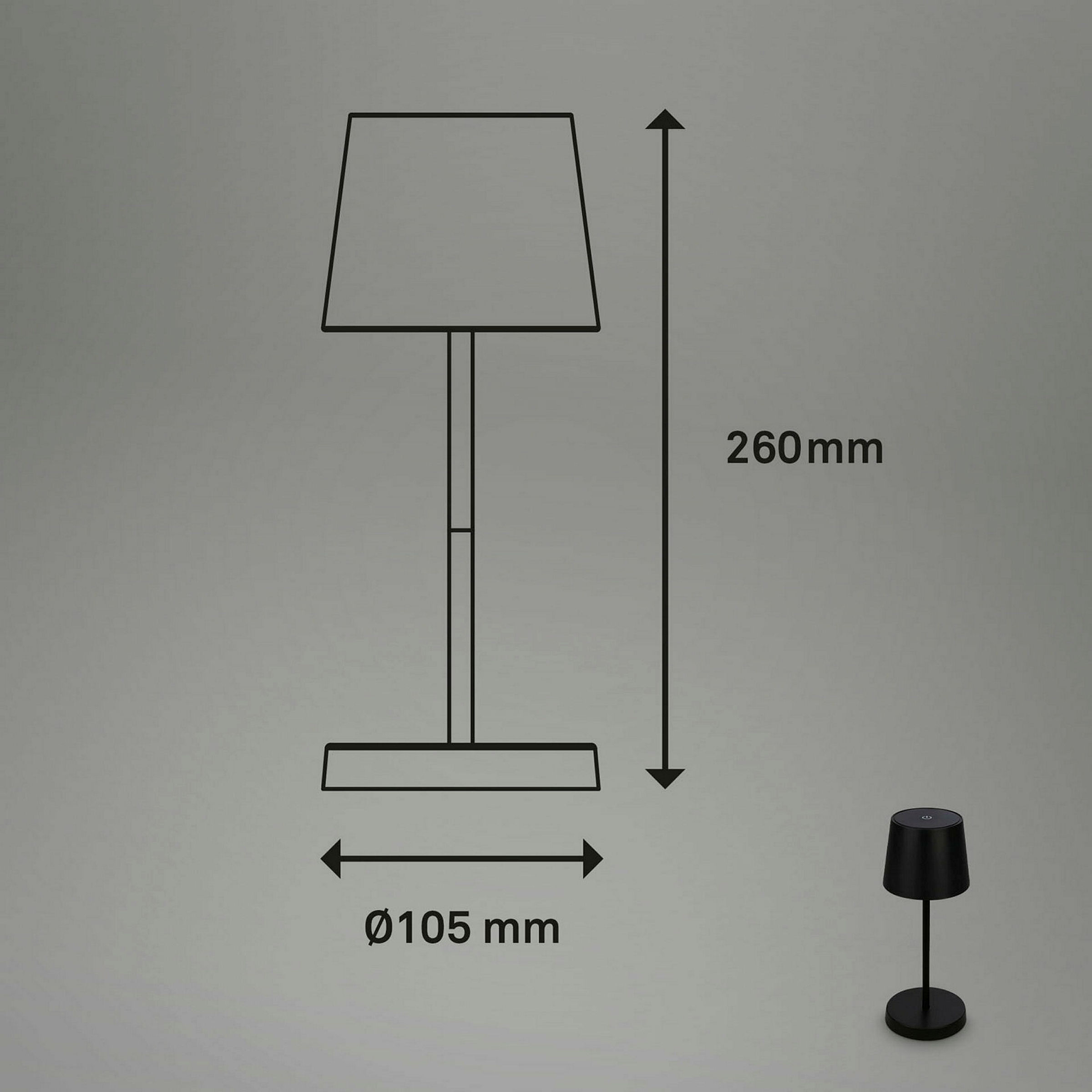 Akku LED Tischleuchte, Schwarz, 1xLED-Modul/2,6W
