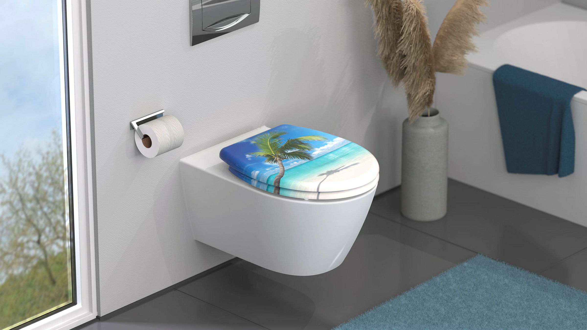 Duroplast WC-Sitz CARRIBEAN, mit Absenkautomatik und Schnellverschluss