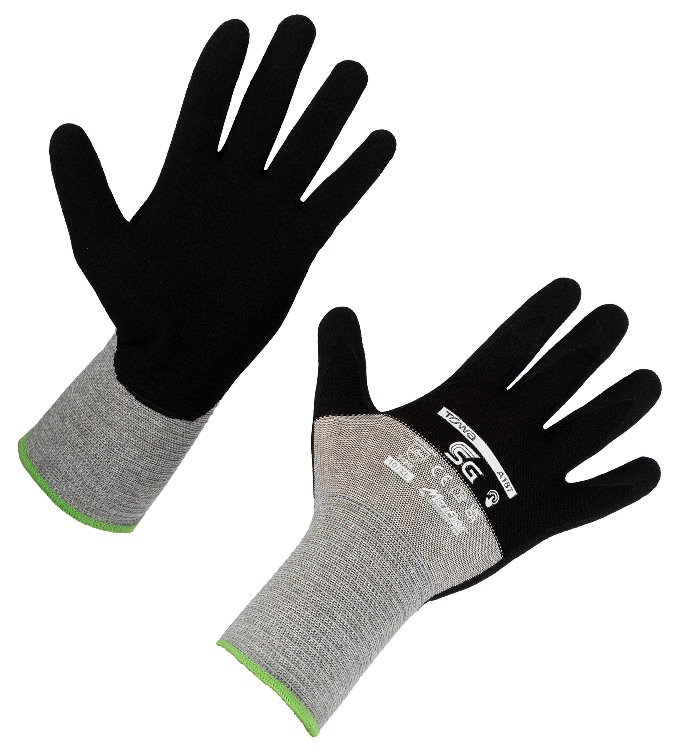 Handschuh SG A187, Gr. 10/XL Nitrilbesch., schwarz-grau