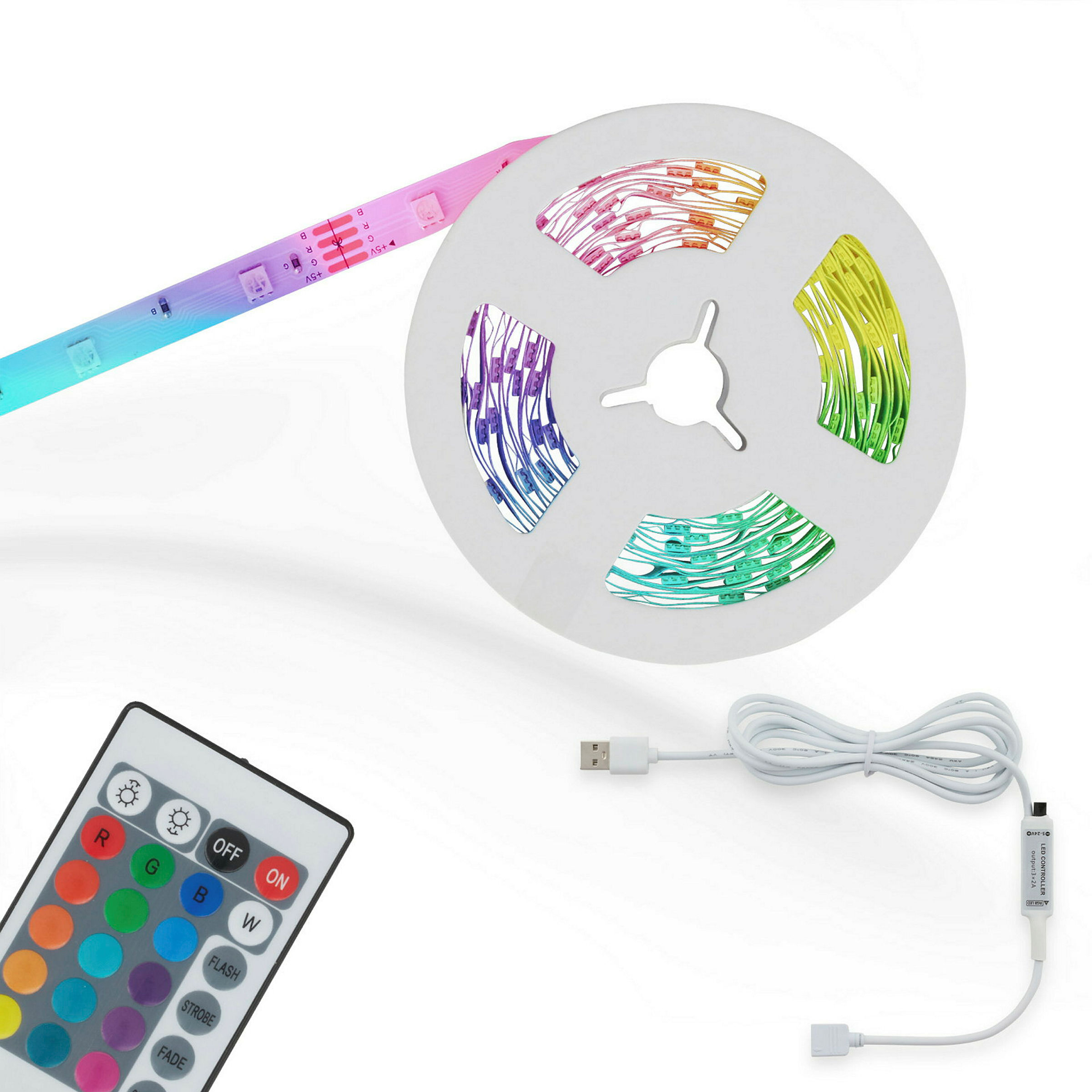 RGB-LED Flexband, 5m, 150xRGB-LED/0,04W, inkl. USB
